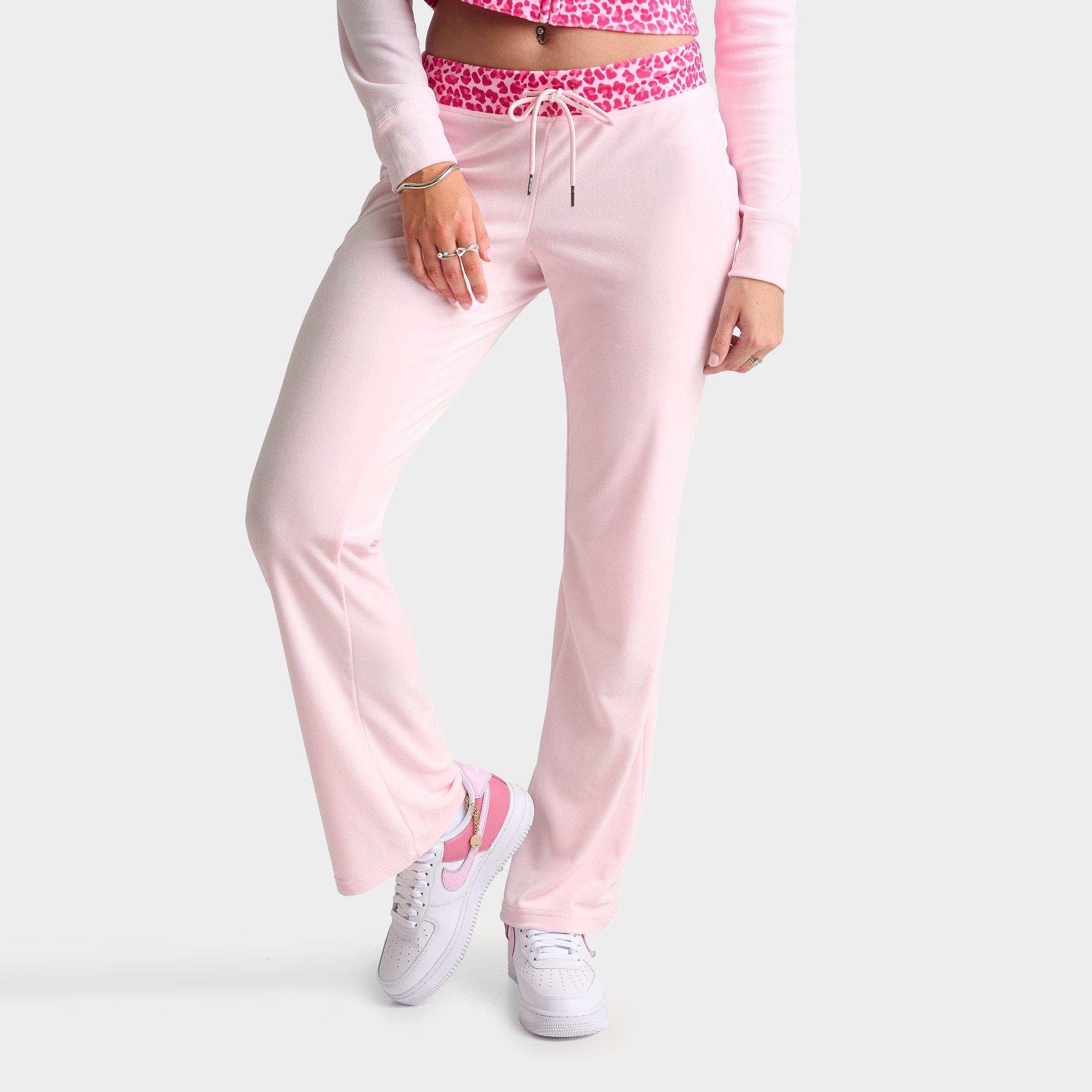 Juicy Couture Women's OG Big Bling Velour Leopard Print Track Pants in Pink/Leopard Size: Medium