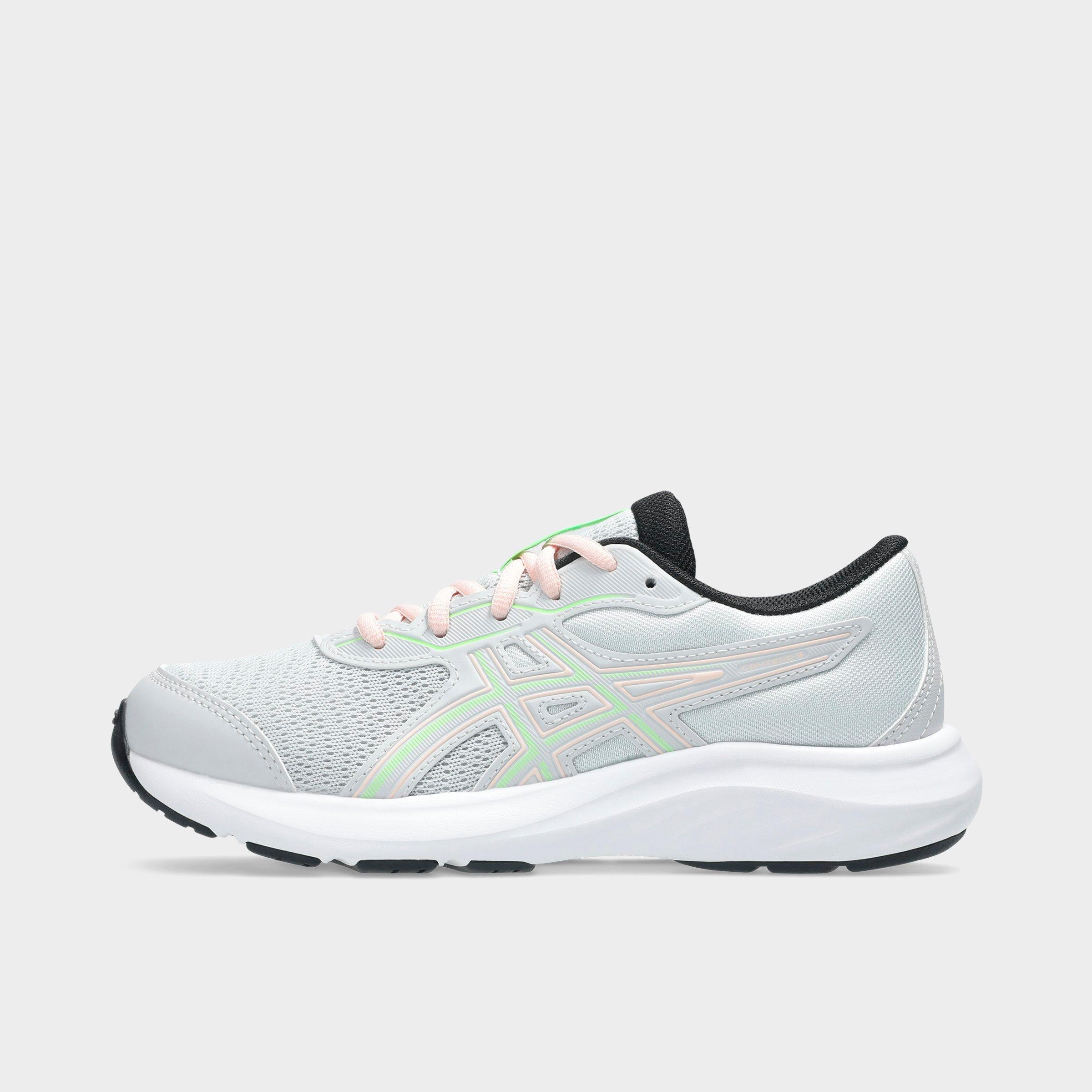 Asics Big Kids Contend 9 Running Shoes in Glacier Grey/Illuminate Green Size: 4.5
