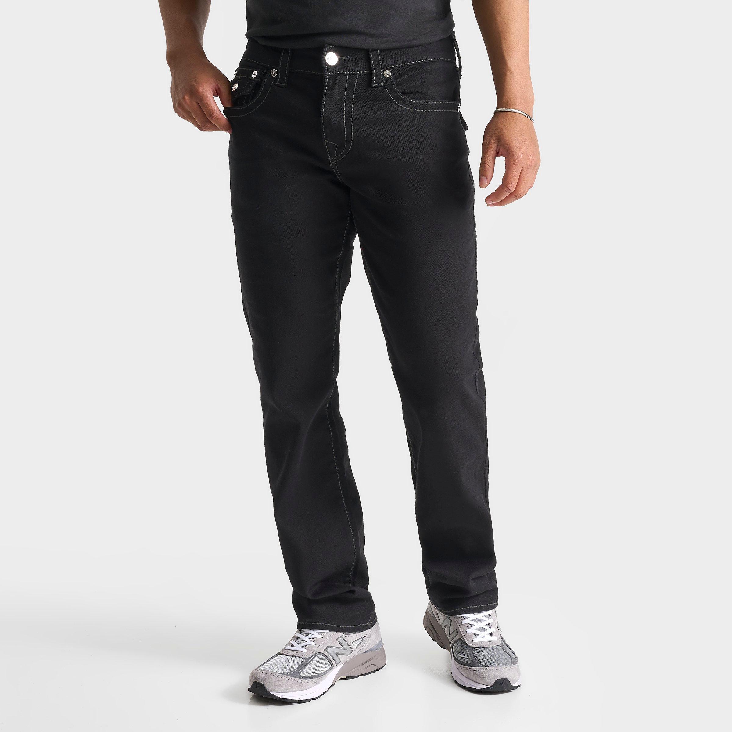 True Religion Men's Ricky Big T Stitch Straight Leg Denim Jeans in Black Size: 30