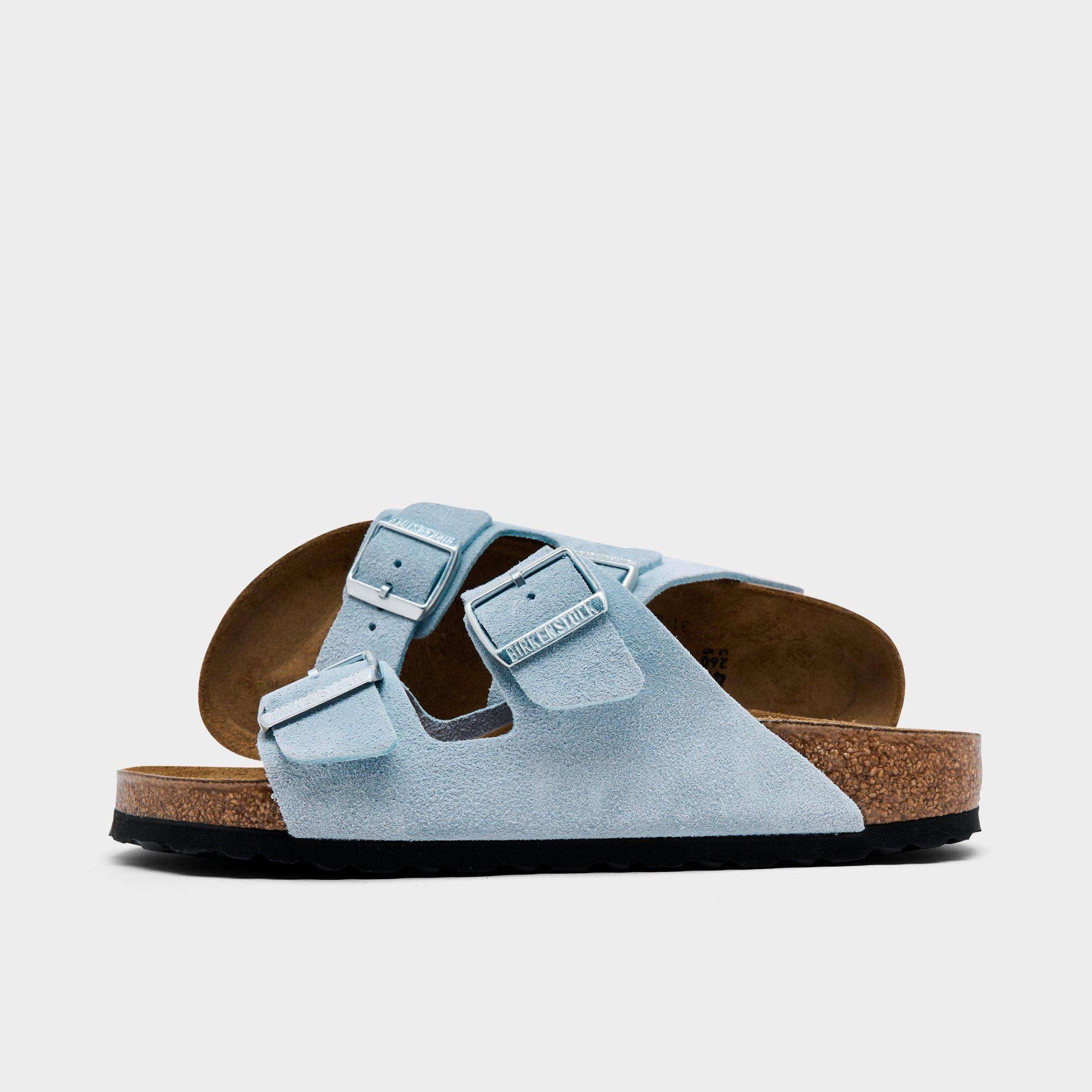 Birkenstock Women's Arizona Birkibuc Sandals (Big Kids Sizes Available) in Baby Blue Size: 36