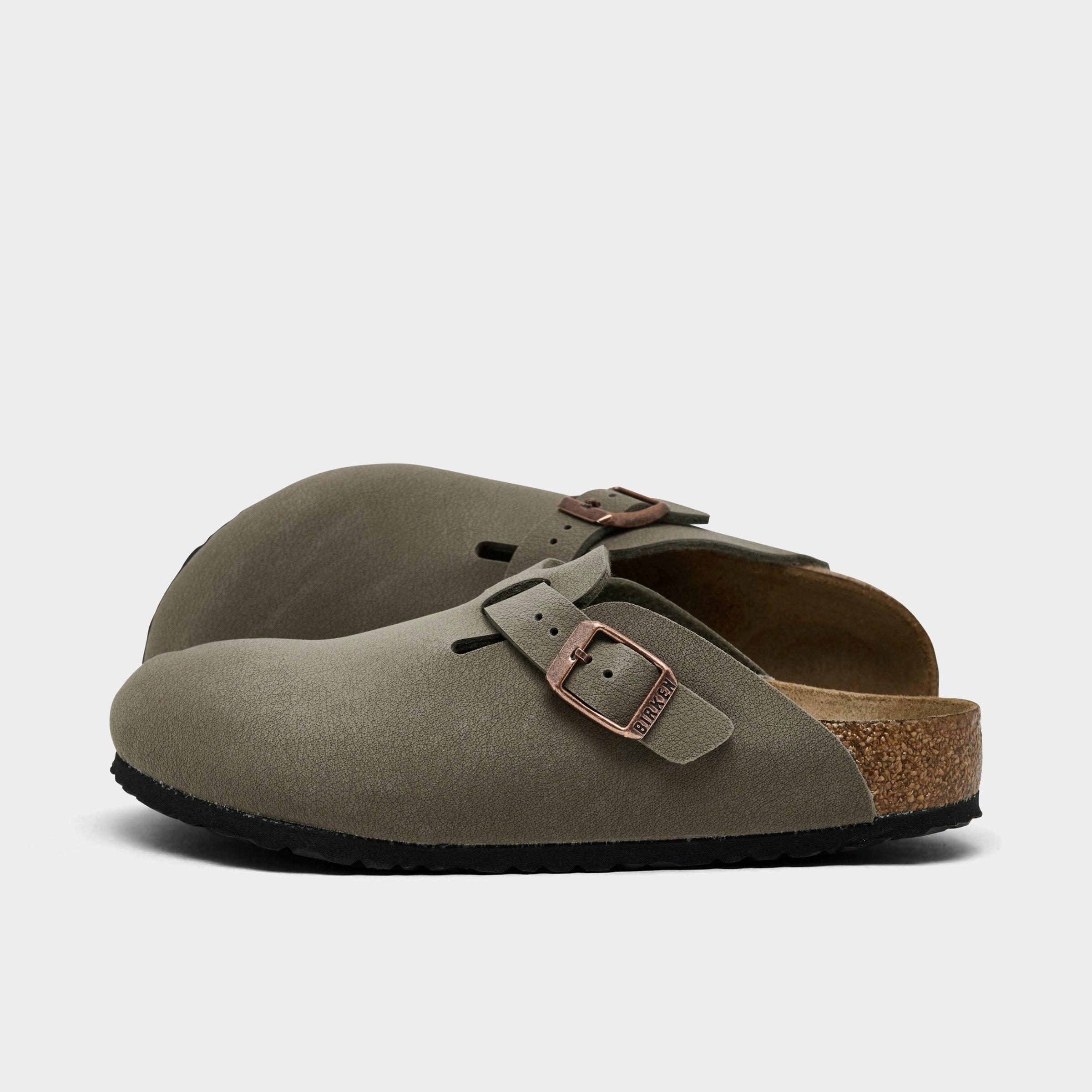 Birkenstock Little Kids Boston Suede Leather Clog Shoes in Stone Size: 30