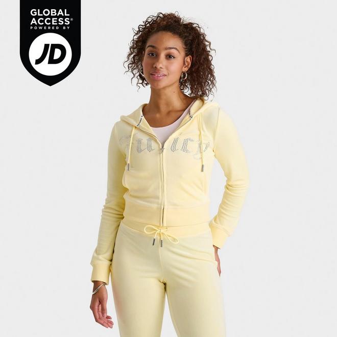 (取寄) ジューシークチュール レディース ブリング ブーディ Juicy Couture women Bling Hoodie Hot Hot OG Big Bling Velour Hoodie - Juicy Couture