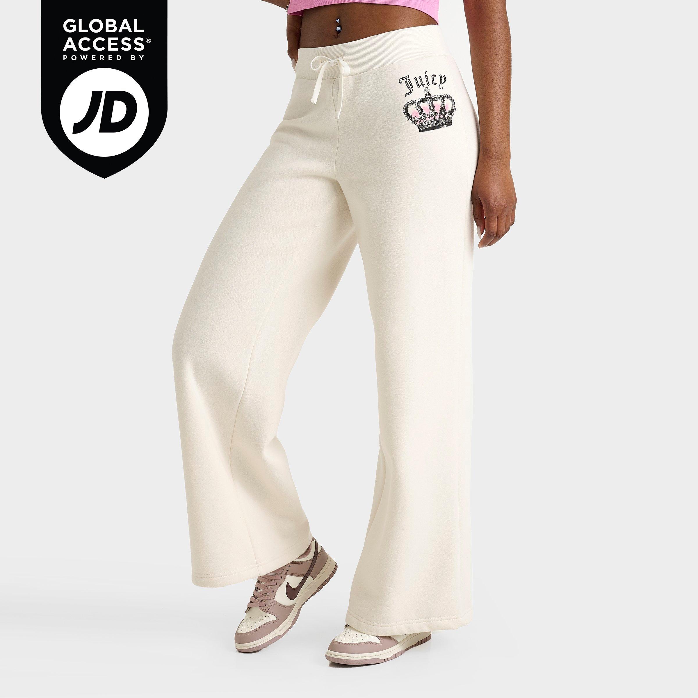 Juicy Couture Women's Crown Fleece Wide Leg Jogger Pants in Cloud Size: XS