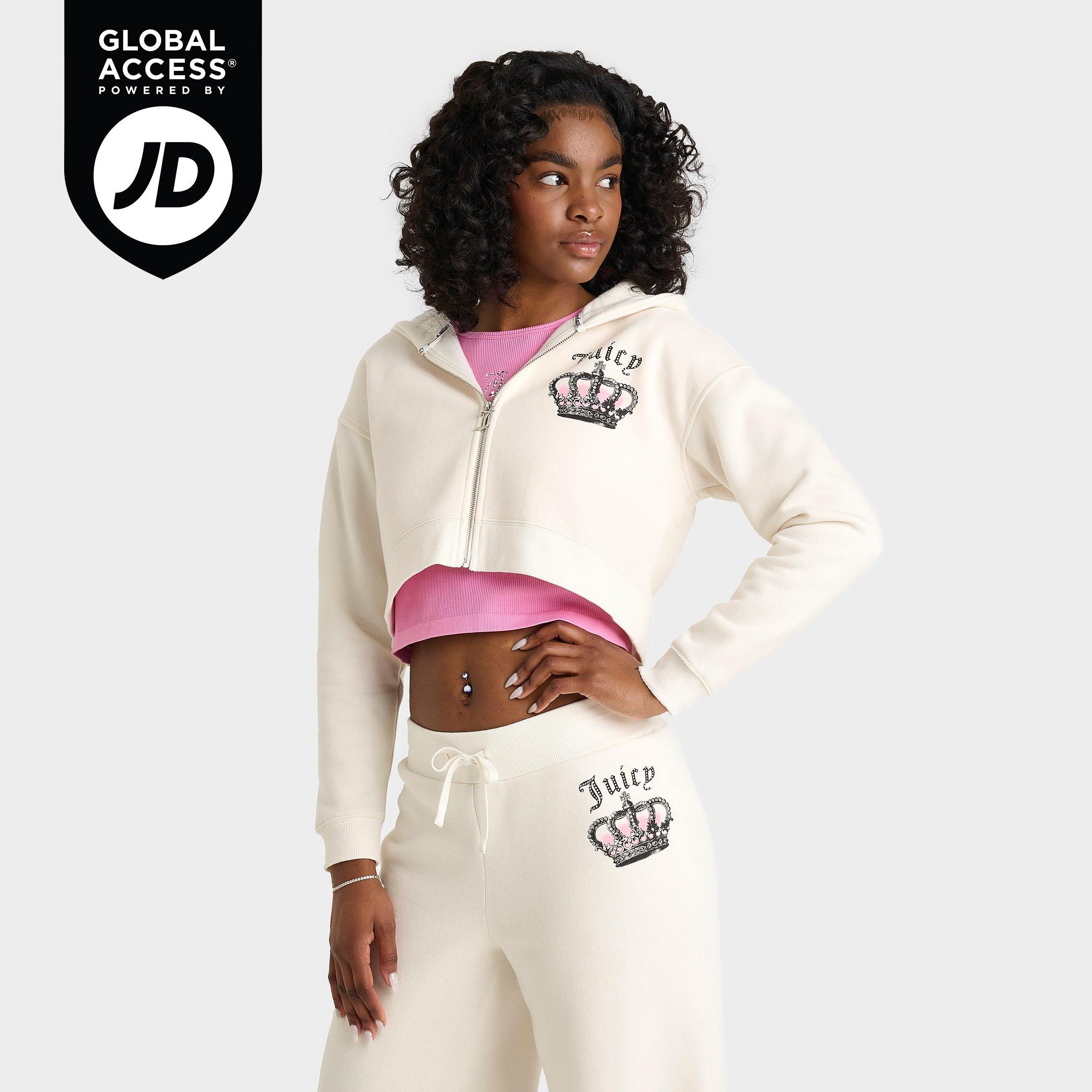 Juicy Couture Women's Crown Fleece Full-Zip Hoodie in Cloud Size: XS