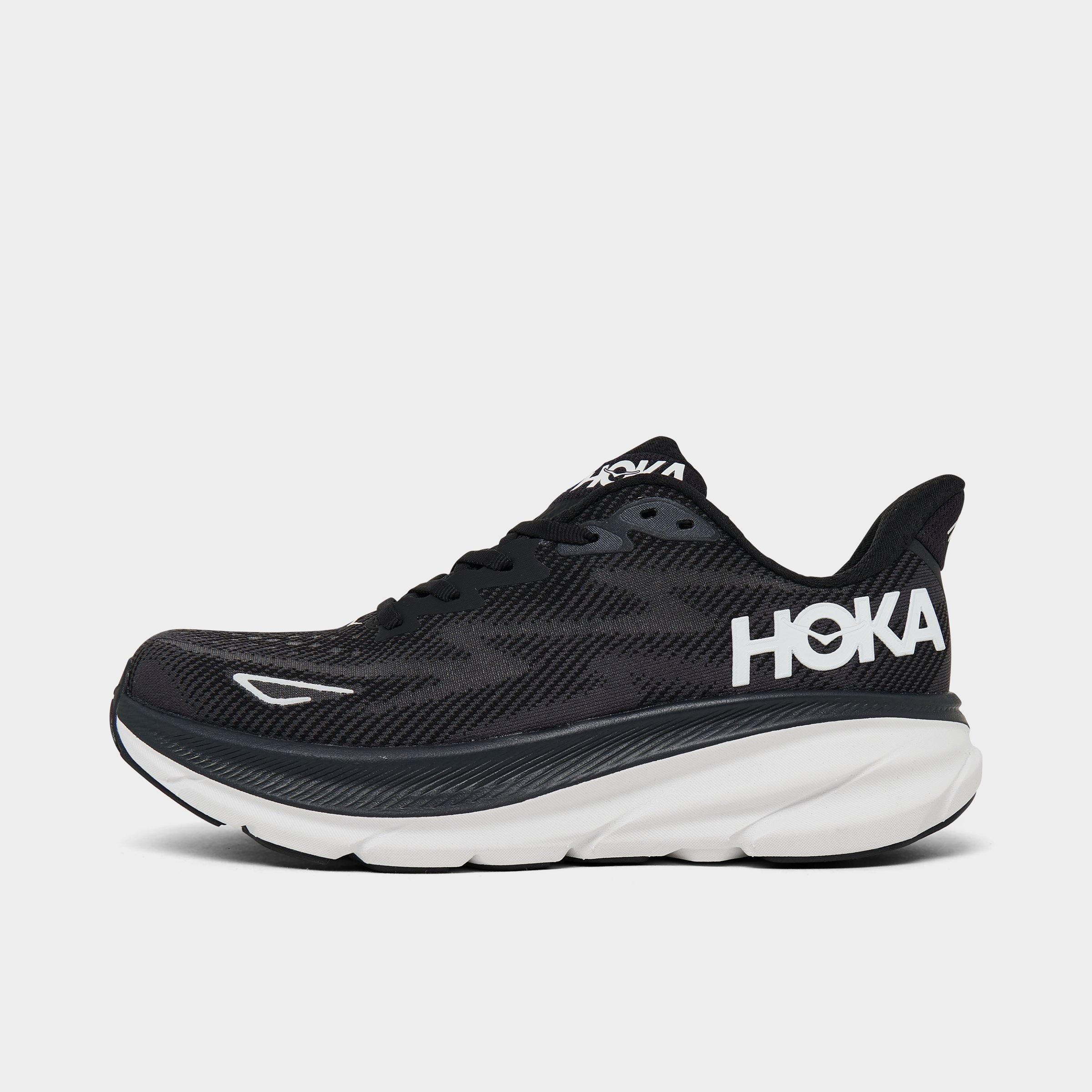 HOKA Women's Clifton 9 Running Shoes in Black/White Size: 6.5