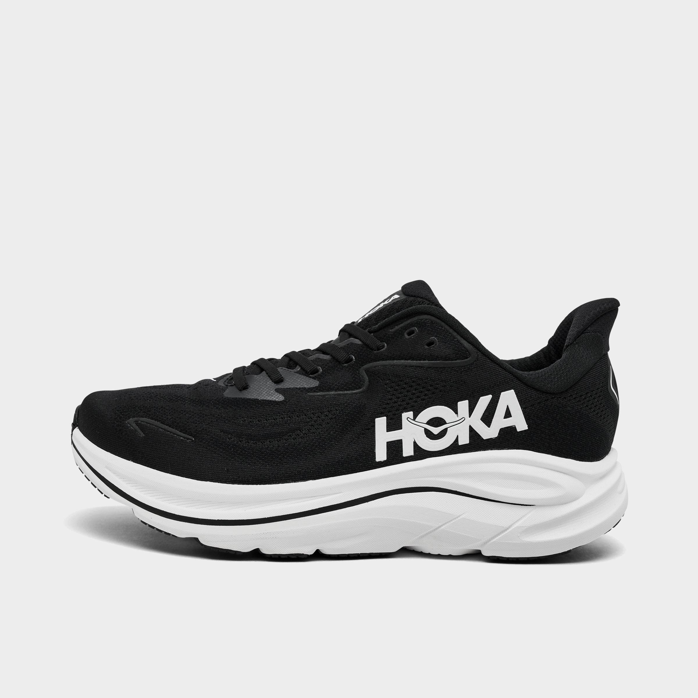 HOKA Men's Clifton 10 Running Shoes in Black/White Size: 7.5