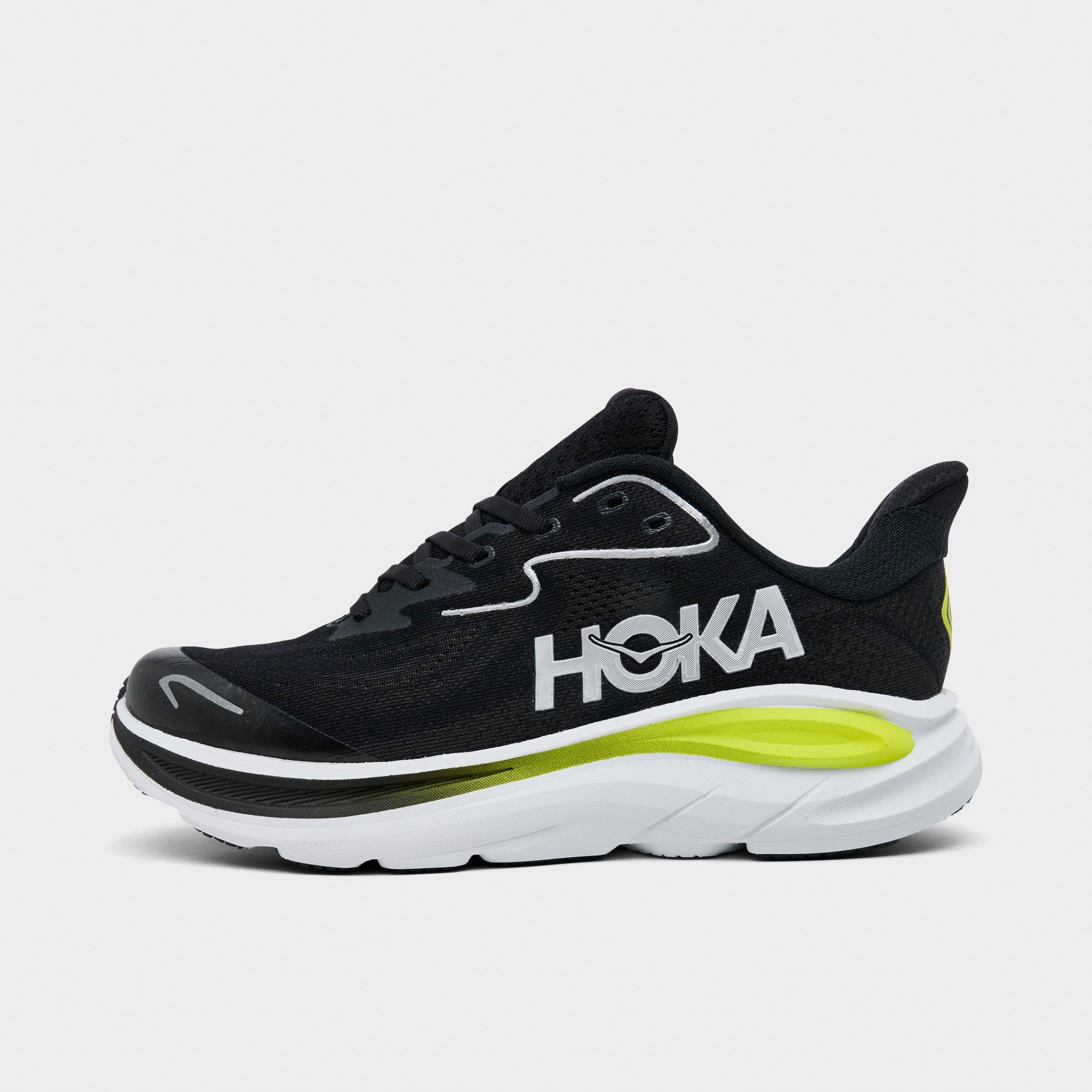 HOKA Big Kids Clifton 10 Running Shoes in Black/Cosmic Grey Size: 5.0