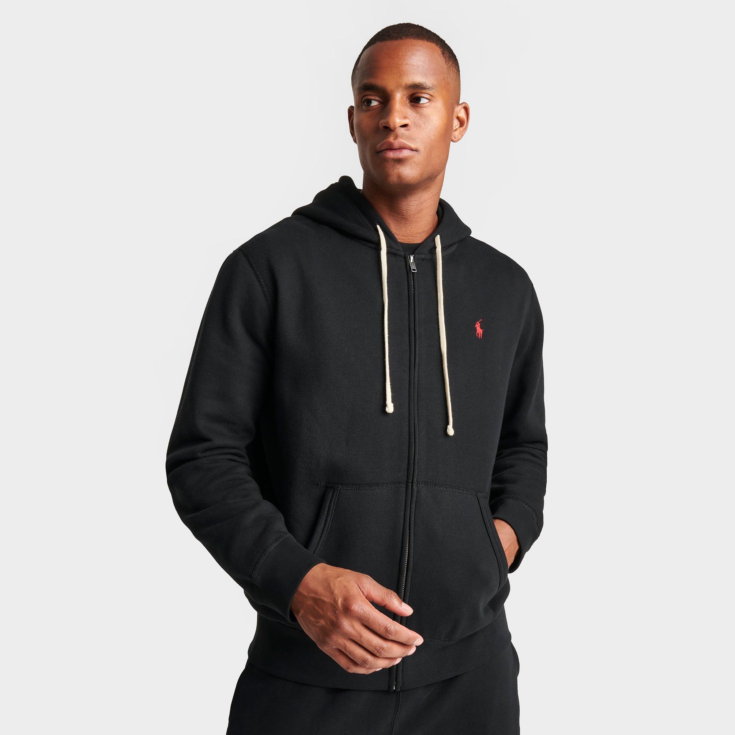 Polo Ralph Lauren Men's Double-Knit Full-Zip Hoodie in Black/Red Size: Small
