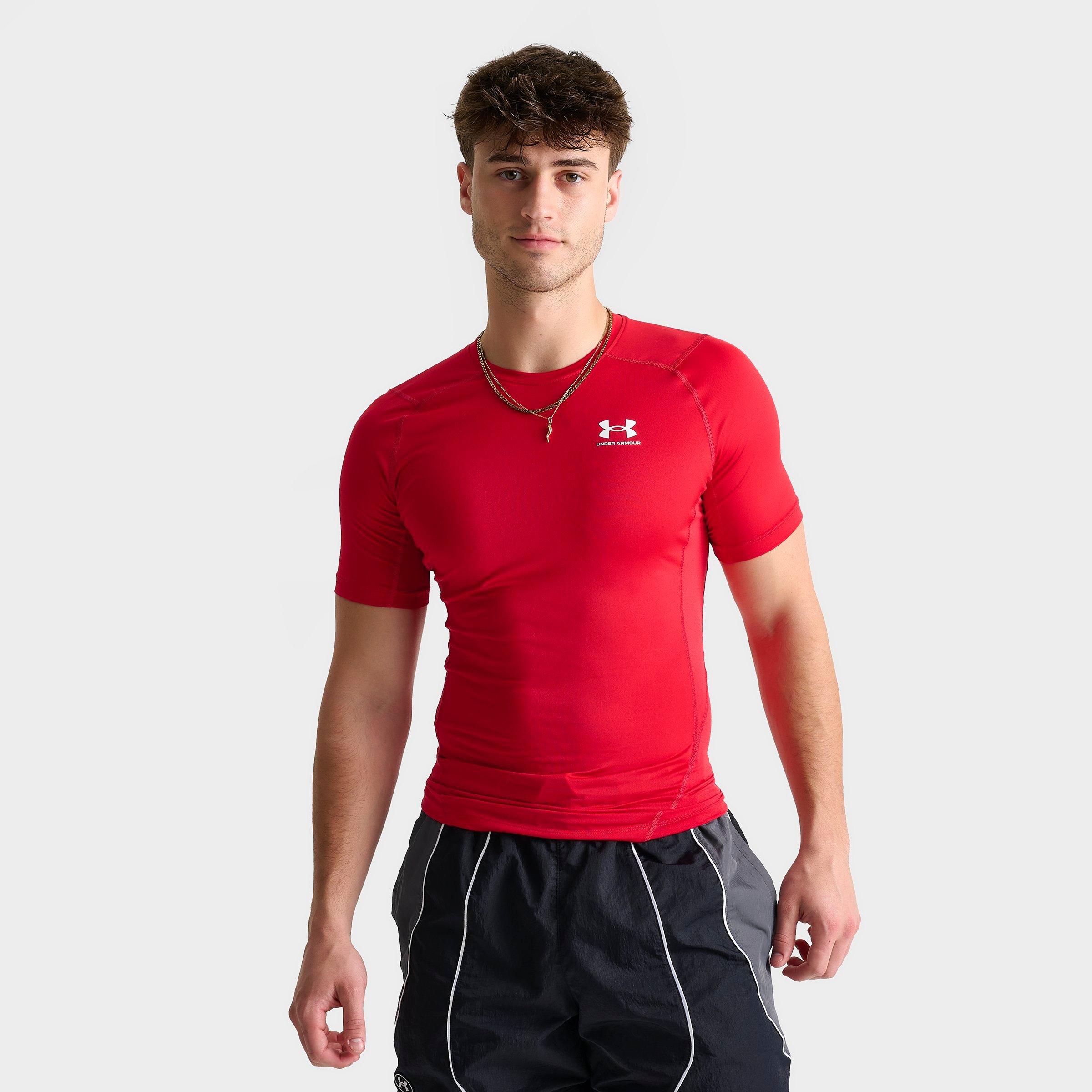 Under Armour Men's HeatGear Short-Sleeve Training Top in Red/White Size: Small