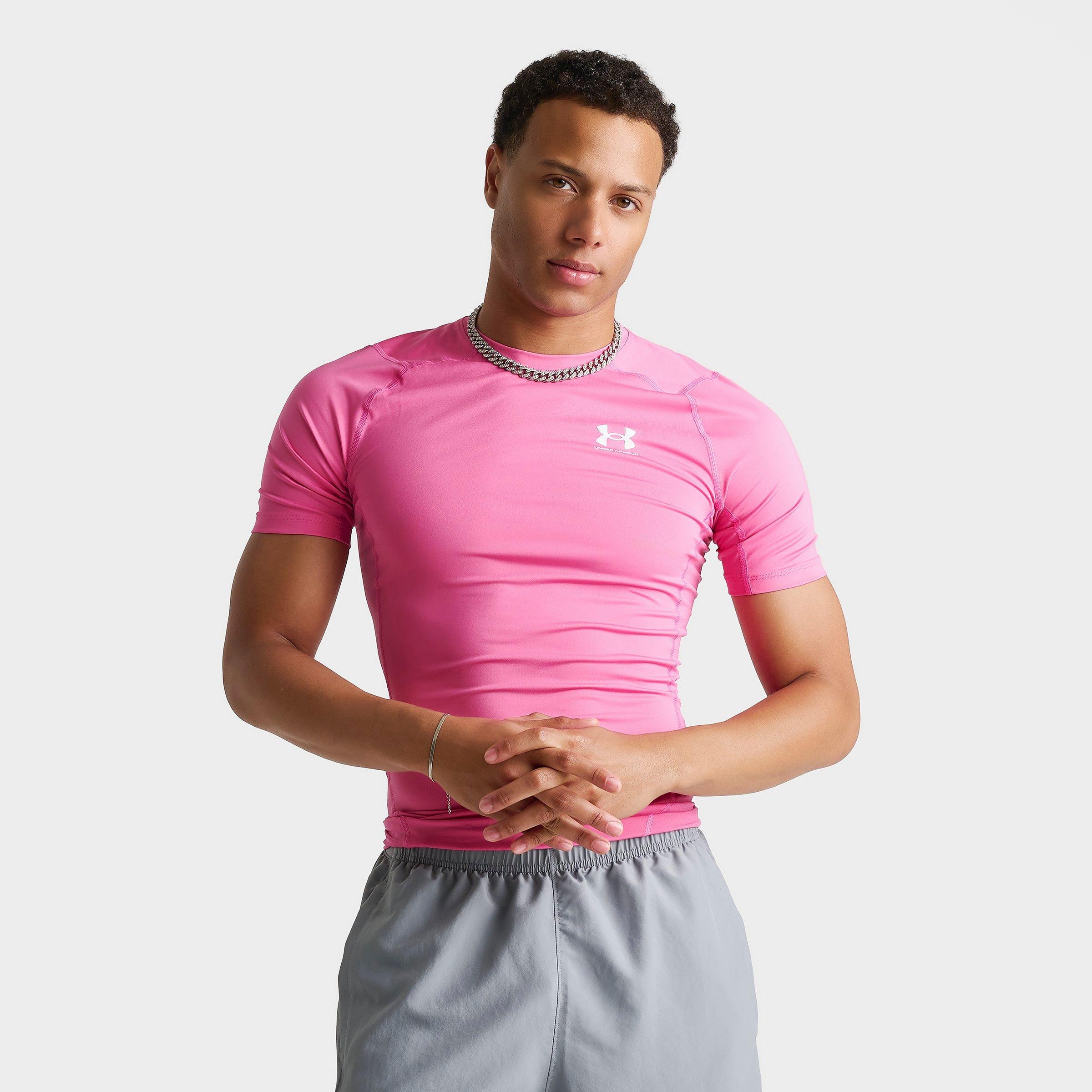 Under Armour Men's HeatGear Training Top in Pink Frenzy/White Size: Medium