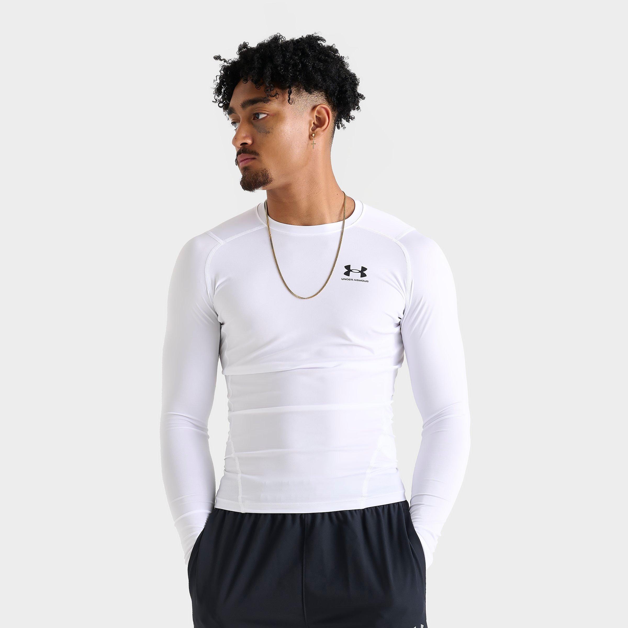 Under Armour Men's HeatGear Long-Sleeve Training Top in White/Black Size: XS