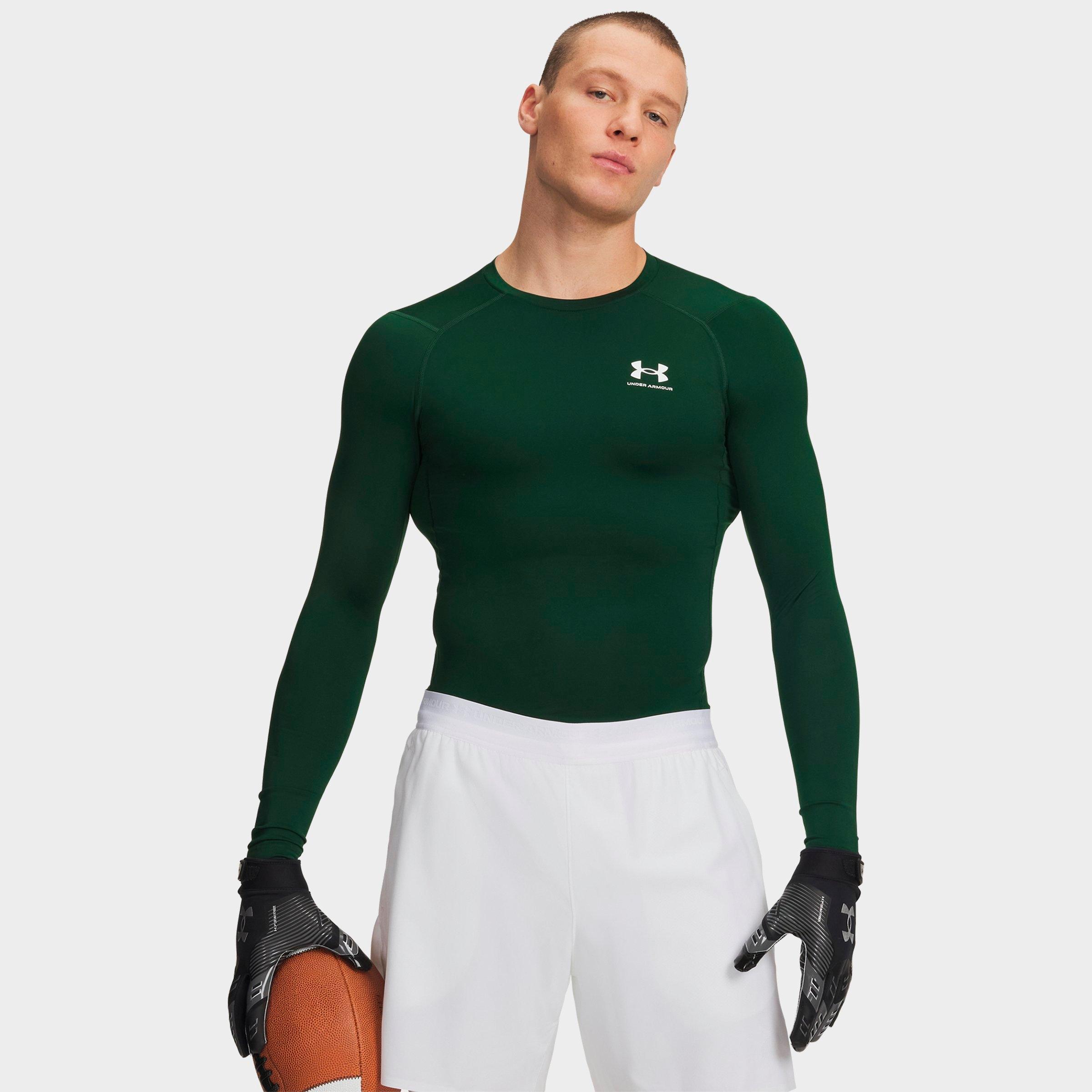 Under Armour Men's HeatGear Long-Sleeve Training Top in Forest Green/White Size: XXL Tall