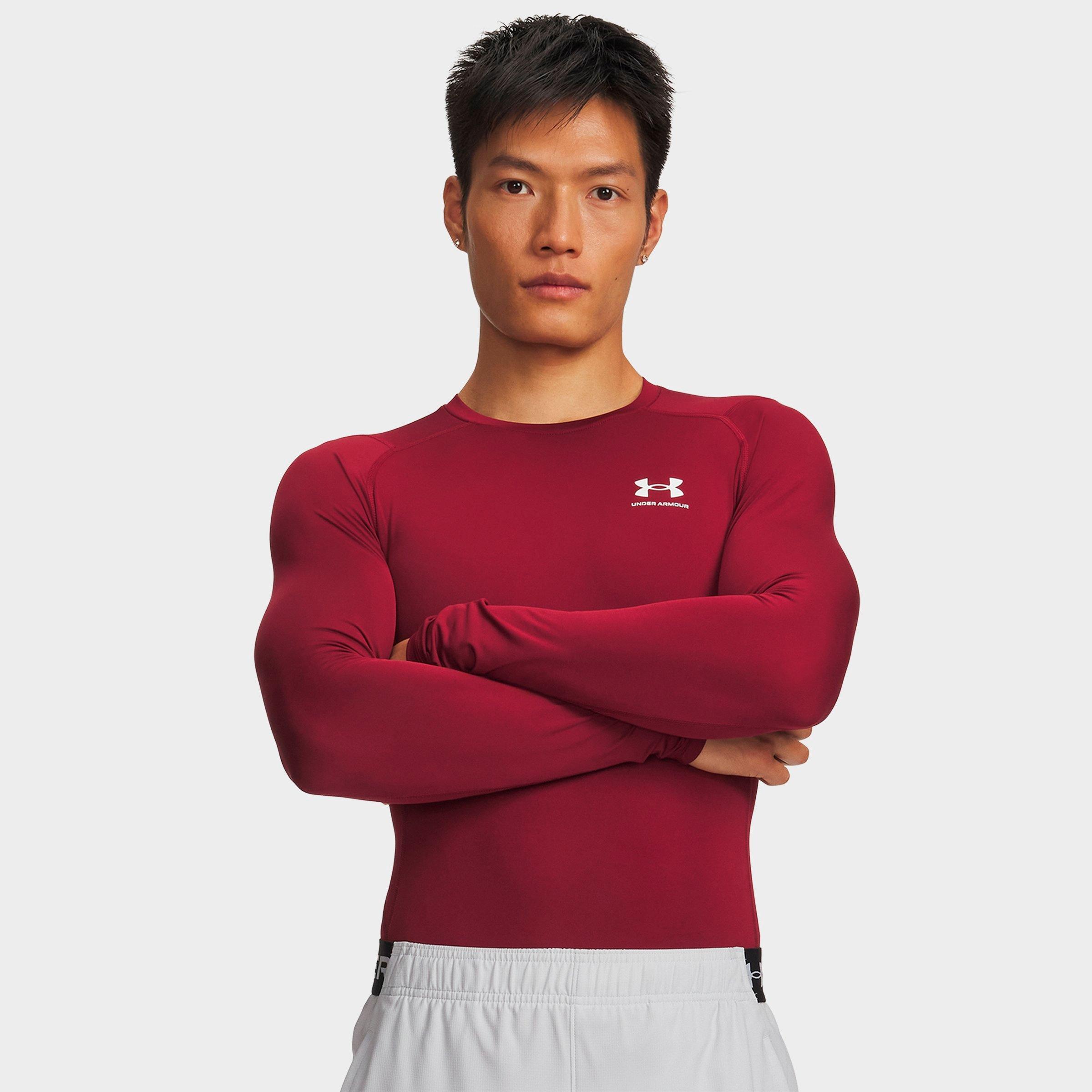 Under Armour Men's HeatGear Long-Sleeve Training Top in Cardinal/White Size: 2XL