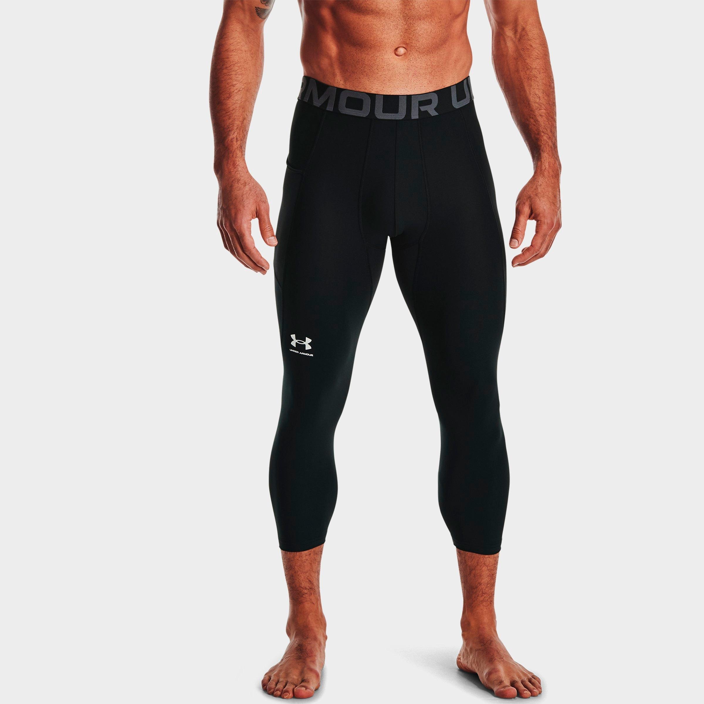Under Armour Men's HeatGear Three-Quarter Training Leggings in Black/White Size: XL Tall