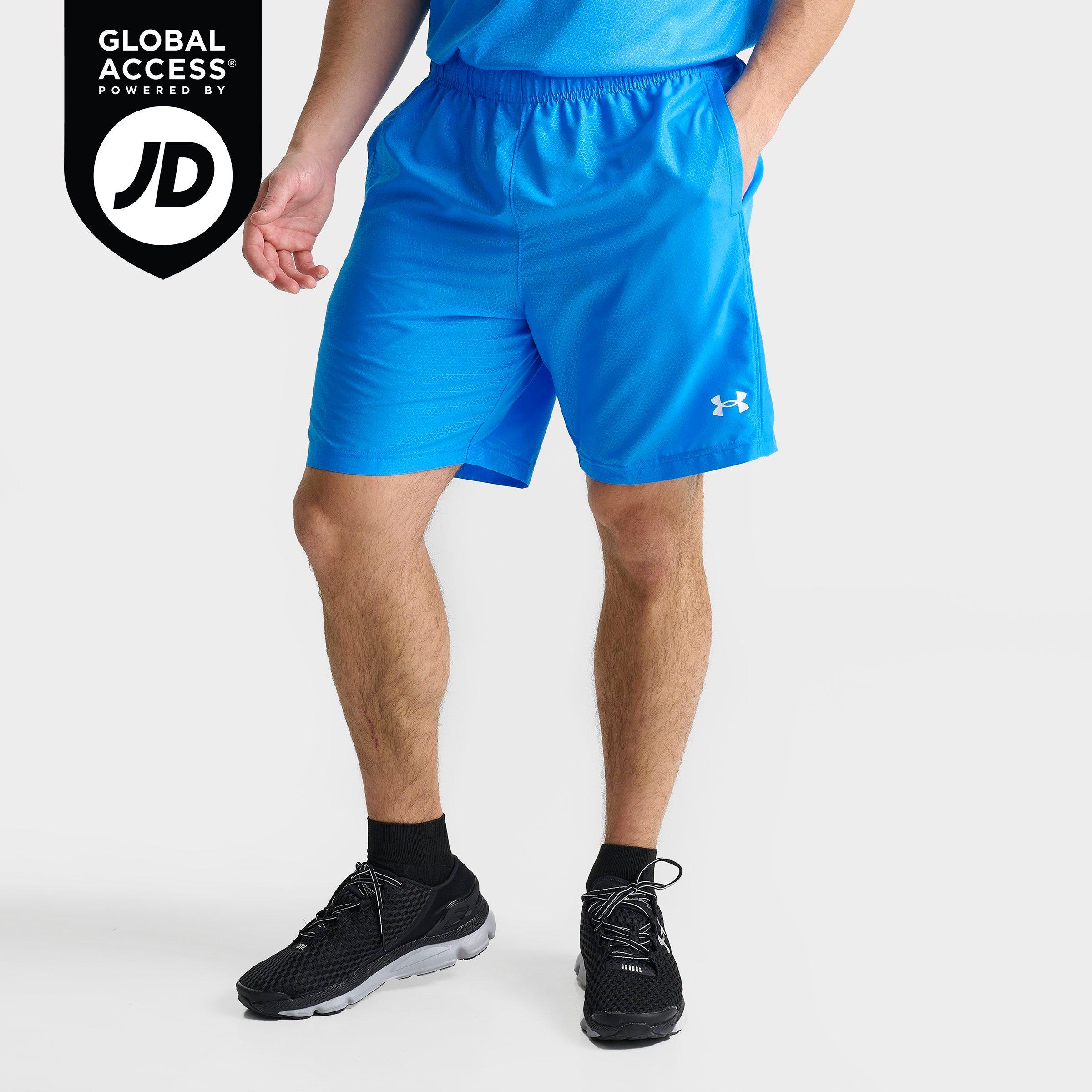 Under Armour Men's Woven Halfback Emboss Training Shorts in Electric Blue/White Size: Small