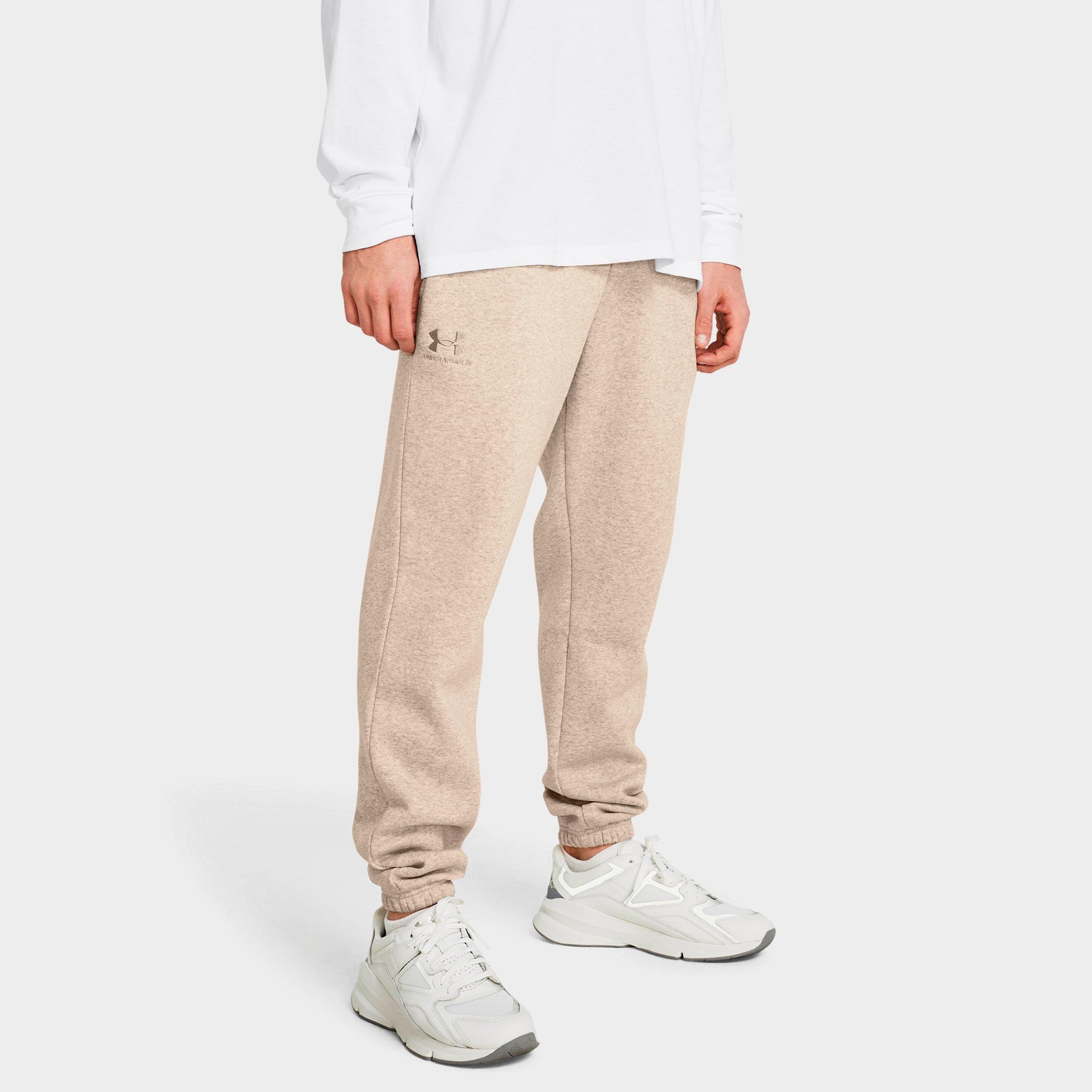 Under Armour Men's Essential Fleece Jogger Pants in Timberwolf Taupe Light Heather/Timberwolf Taupe Size: XS