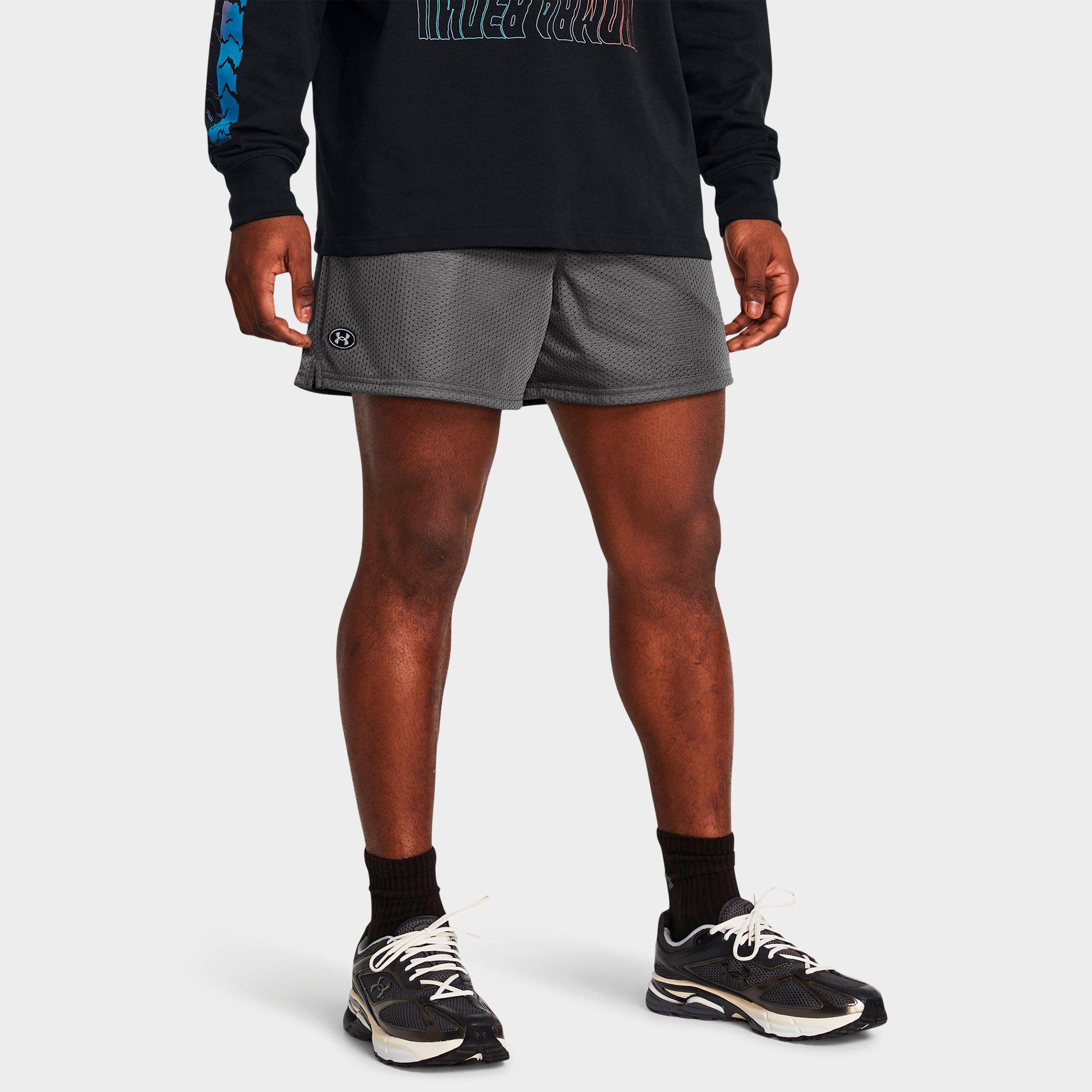 Under Armour Men's UA Icon 5" Mesh Shorts in Castlerock/White Size: Small