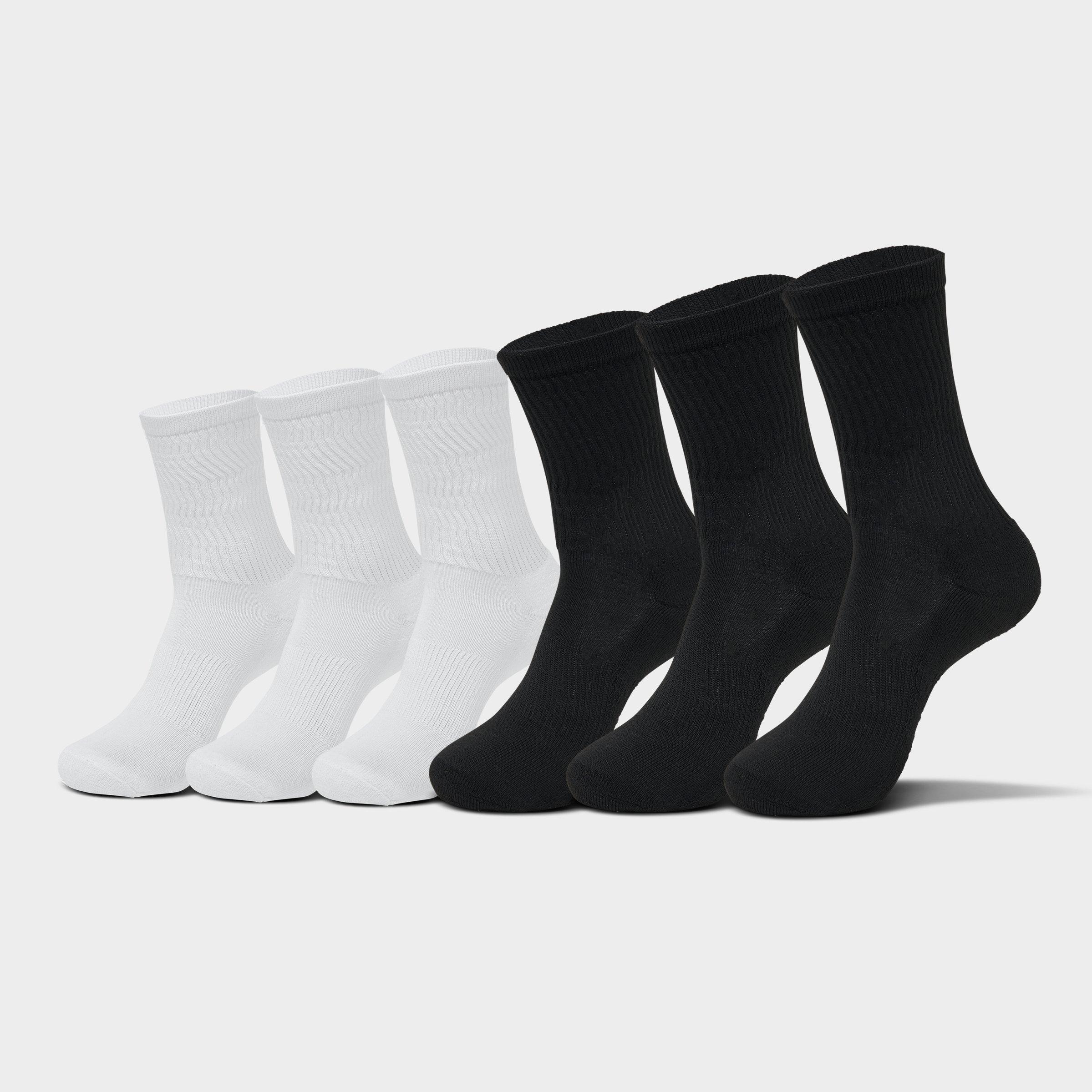 ForceField Women's Sonneti Crew Socks (6-Pack) in White/Black Size: Medium