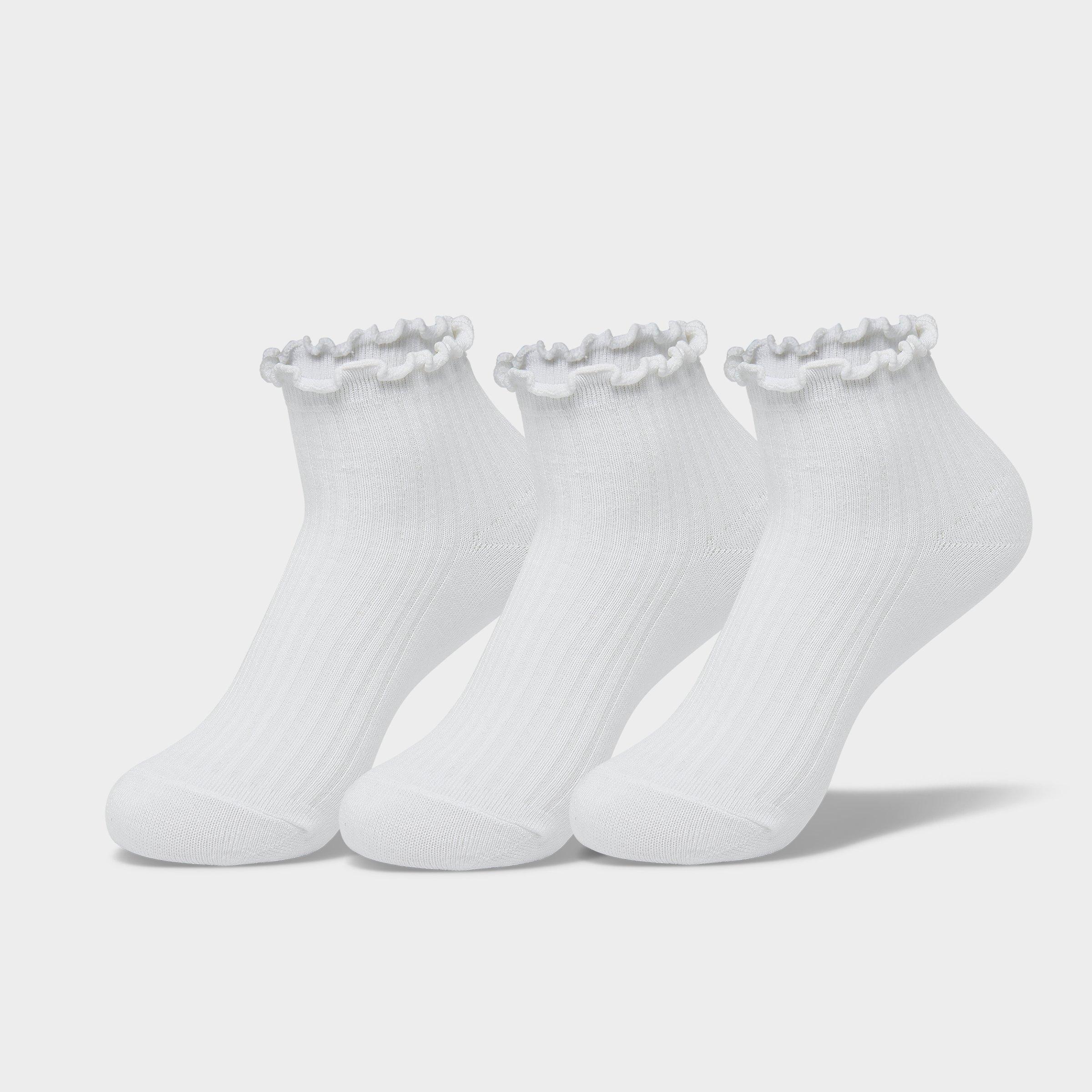 Sonneti Women's Ruffle Ankle Socks (3-Pack) in White Size: Medium