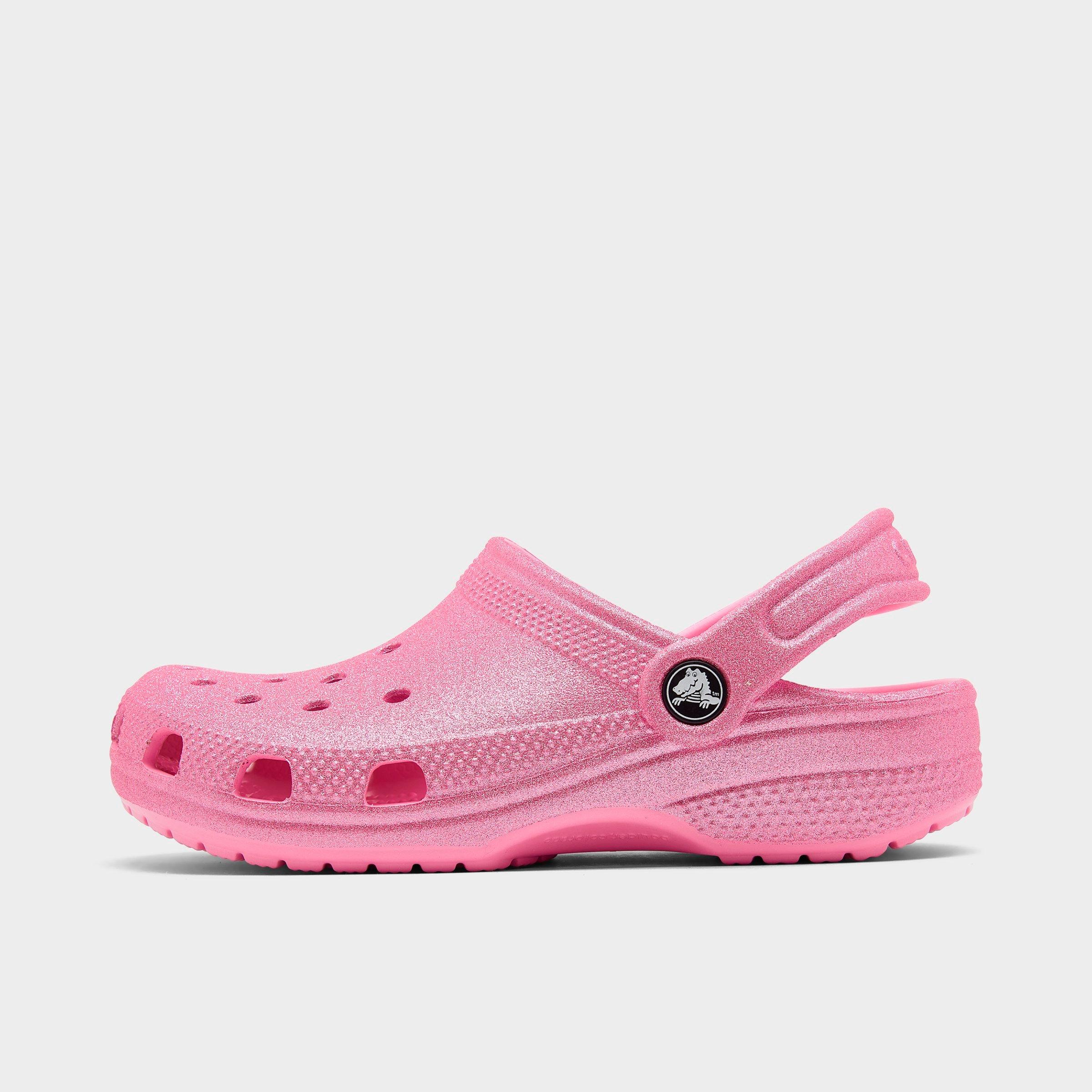 Crocs Girls Little Kids Classic Glitter Clog Shoes in Pink Tweed Size: 1.0