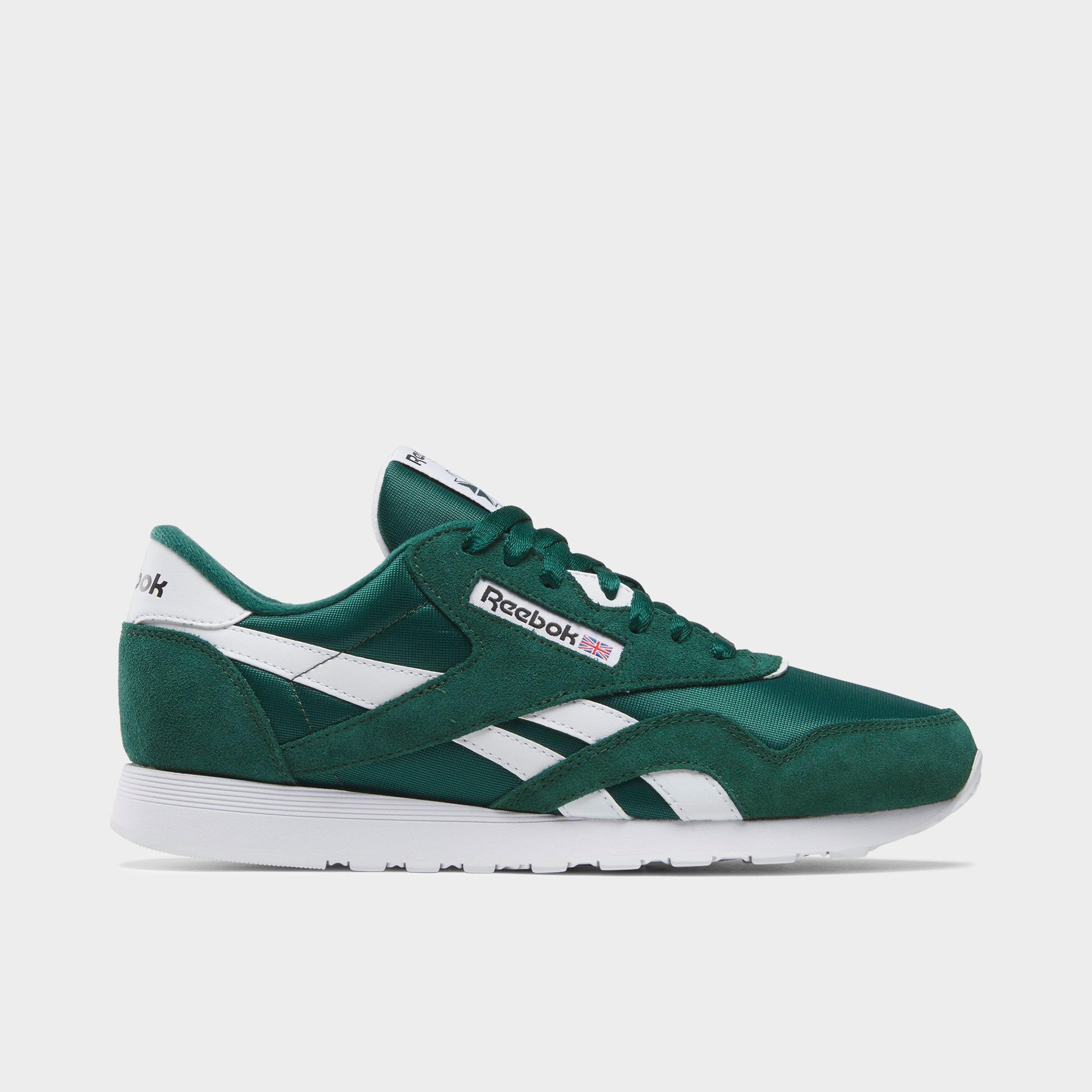 Reebok Men's Classic Nylon Casual Shoes in Collegiate Green/Collegiate Green/White Size: 3.5