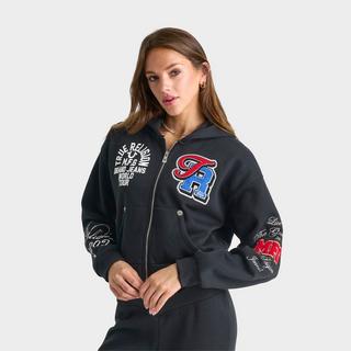 Women's True Religion Crystal Wing Shrunken Full-Zip Cropped