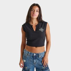 売れ筋商品|||トゥルーレリジョン Tシャツ トップス レディース Women's Logo Rib Notched Baby T-Shirt Jet Black RIBBED WORLD TOUR NOTCH BABY TEE - Black | True Religion