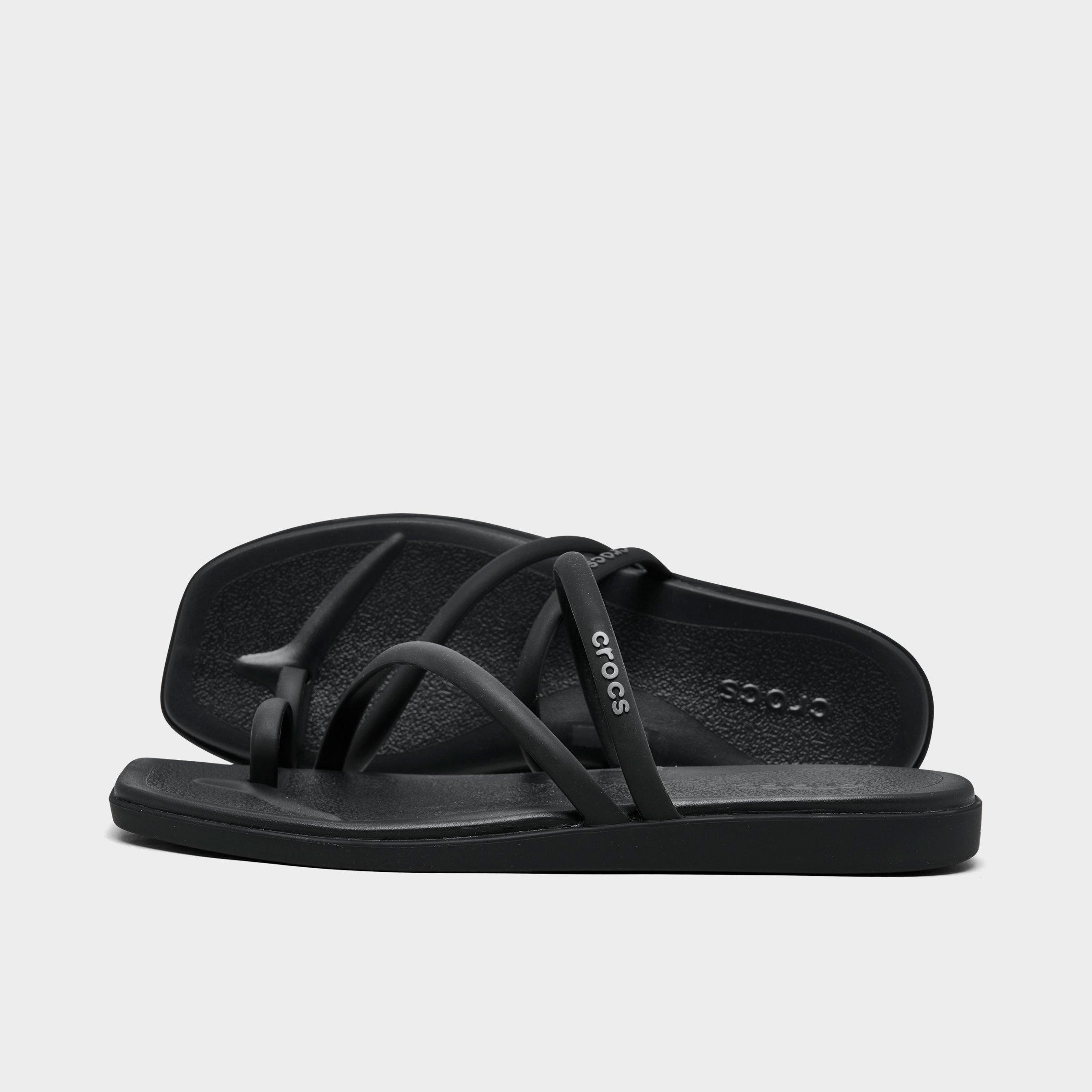 Crocs Women's Miami Metallic Toe Loop Sandals in Black Size: 6.0