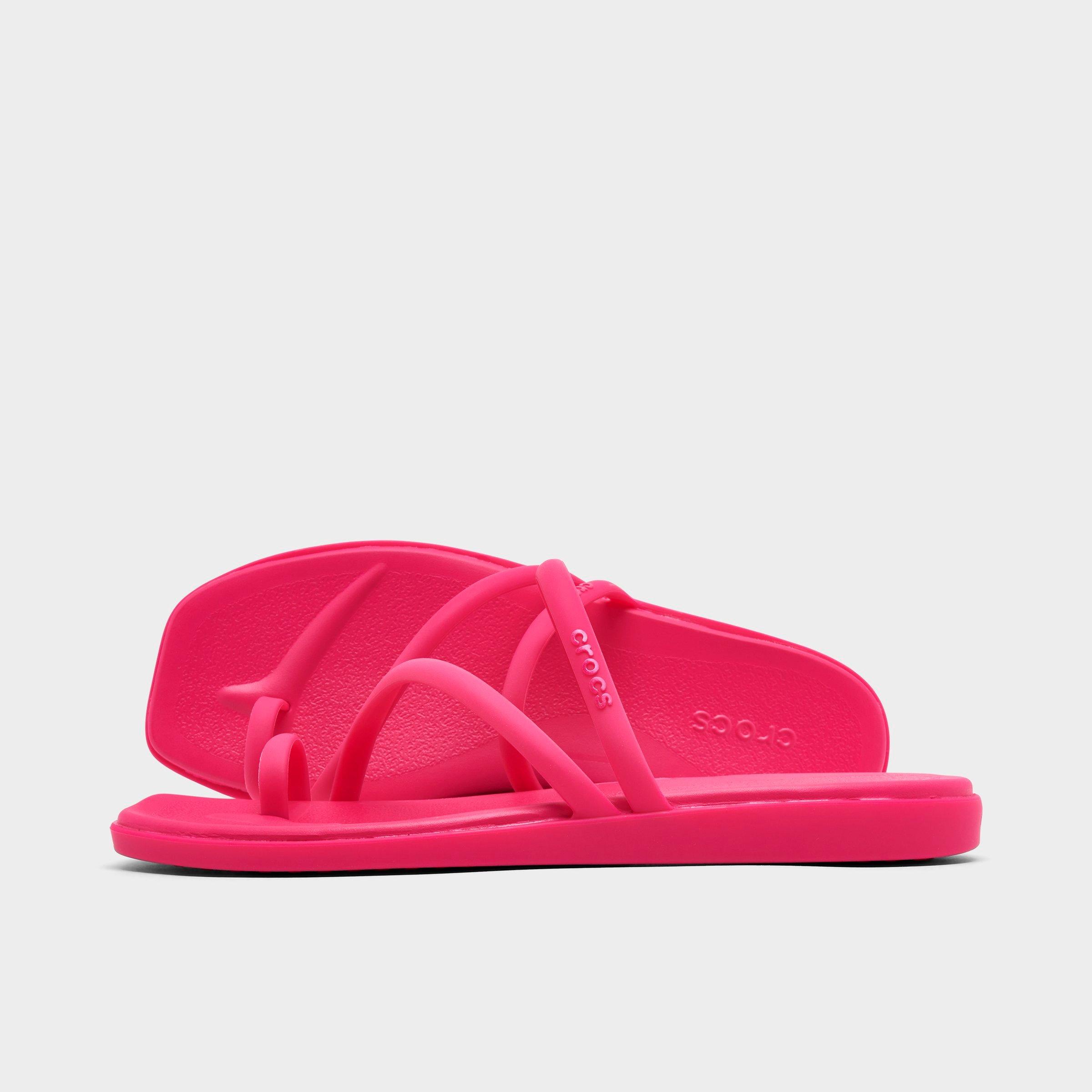 Crocs Women's Miami Metallic Toe Loop Sandals in Dragon Fruit Size: 6.0