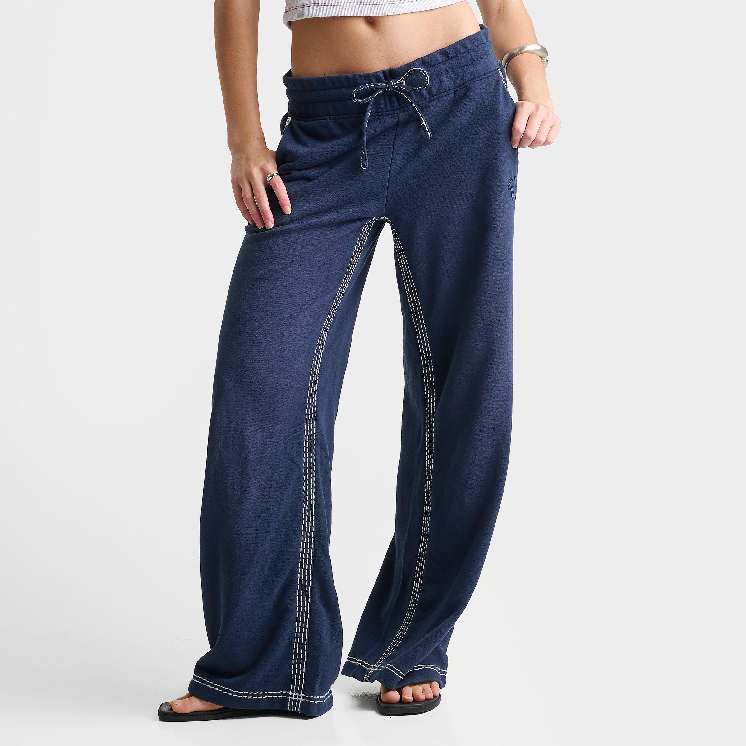 True Religion Women's Super T Washed Stitch Low Rise Straight Leg Pants in Medium Indigo Wash Size: Small