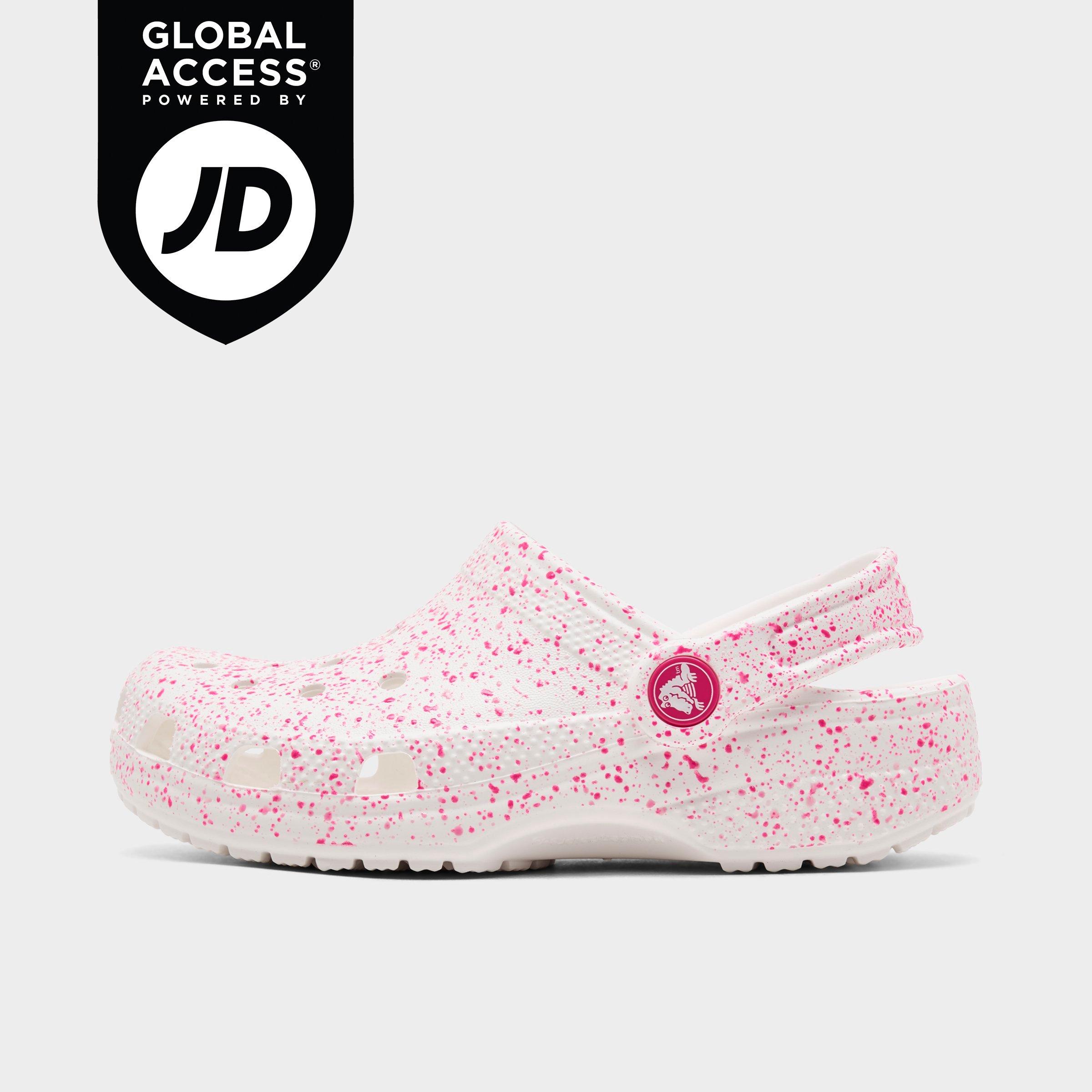 Crocs Girls Little Kids Paint Splatter Classic Clog Shoes in White/Pink Size: 1