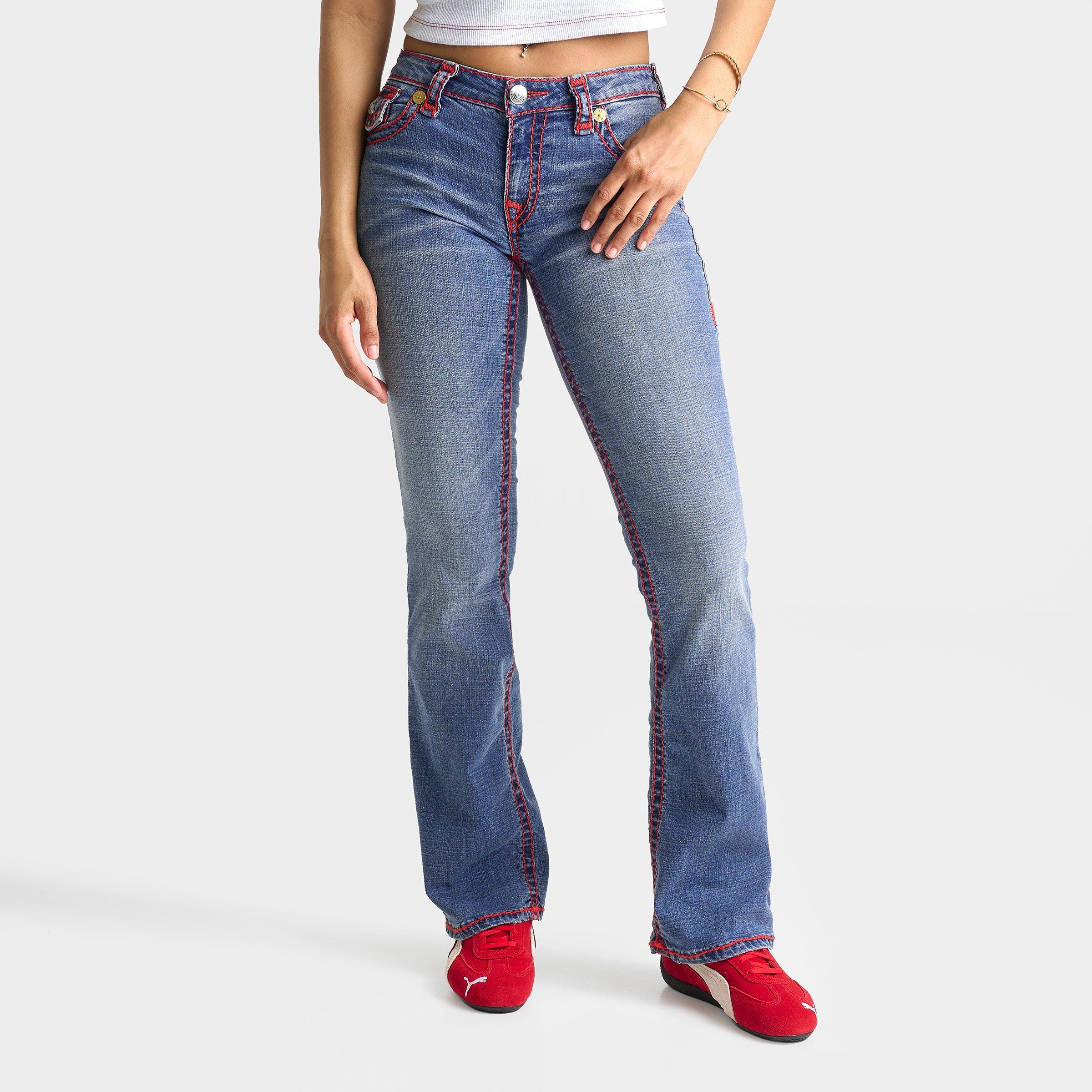 True Religion Women's Becca Super T Flap Mid-Rise Bootcut Jeans in Laguna Tide Size: 29