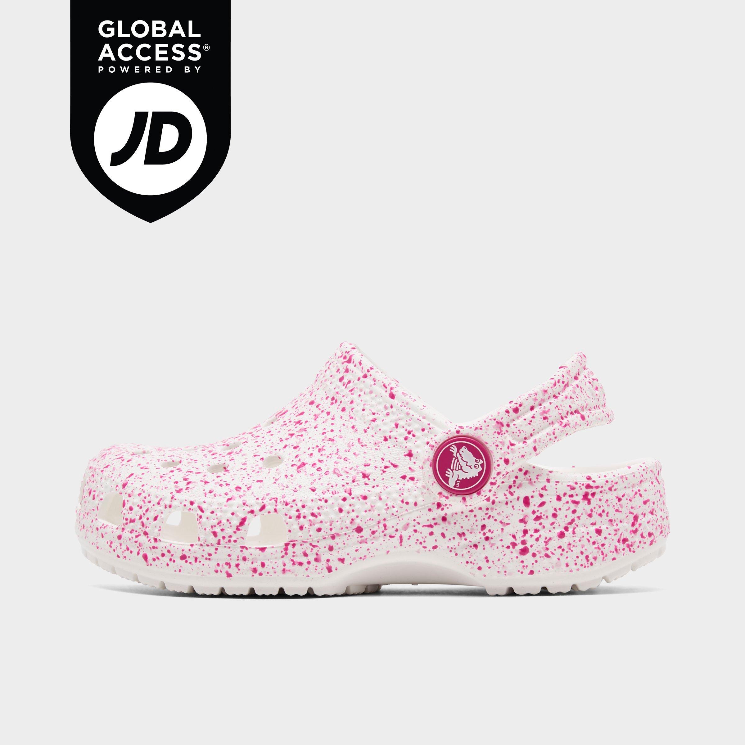 Crocs Girls Toddler Paint Splatter Classic Clog Shoes in White/Pink Size: 4.0