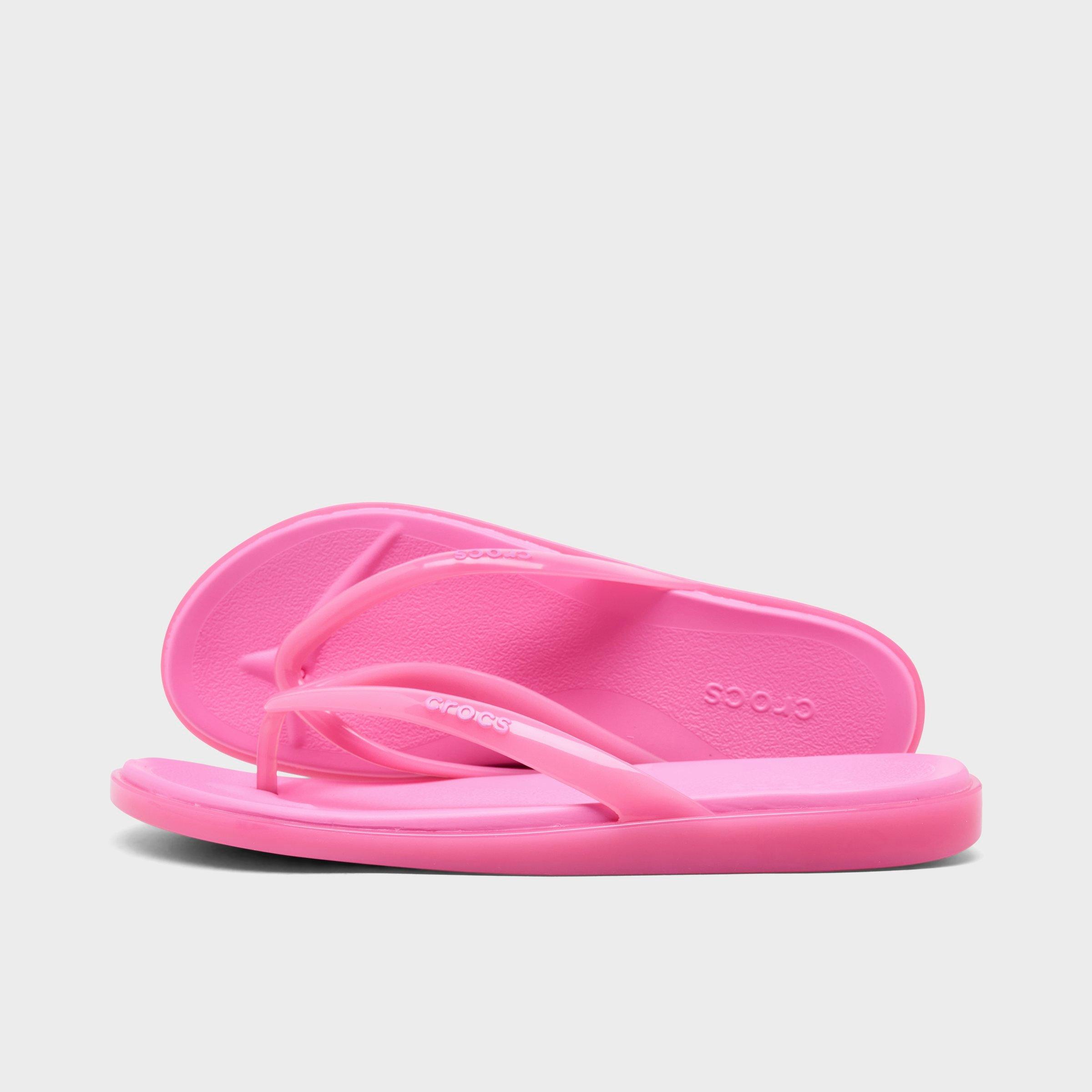 Crocs Womens Miami Round Toe Jelly Flip Flop Sandals in Pink Lemonade Jelly Size: 8.0