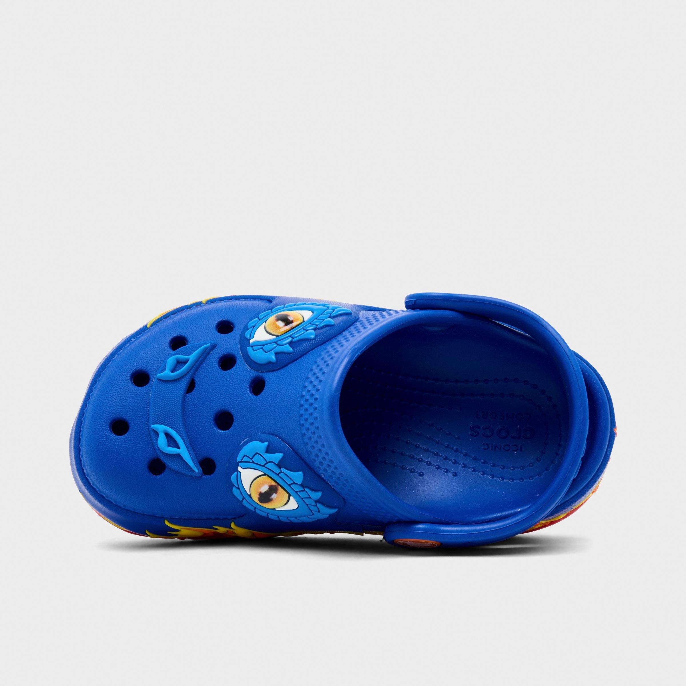 Crocs Little Kids Light-Up Dragon Classic Clog Shoes in Blue Multi Size: 2.0