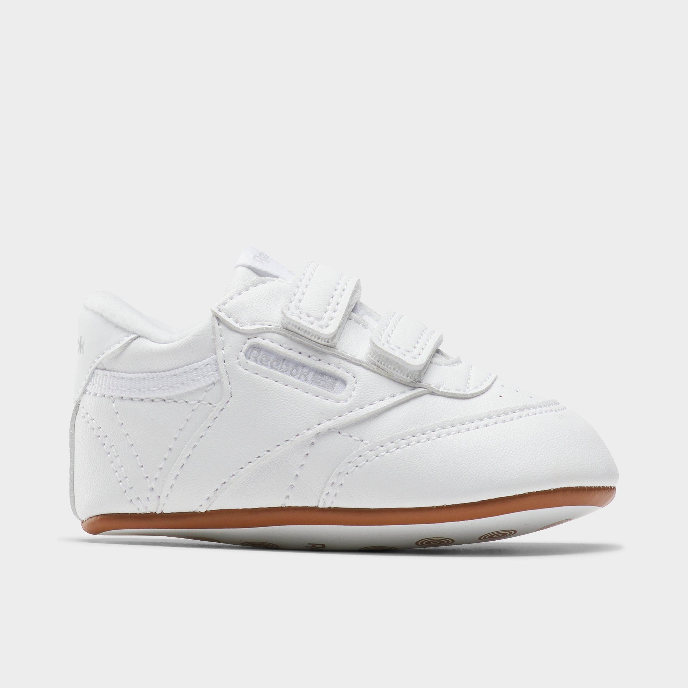 Reebok Infant Club C Stretch Lace Crib Shoes in White/White Size: 1.0
