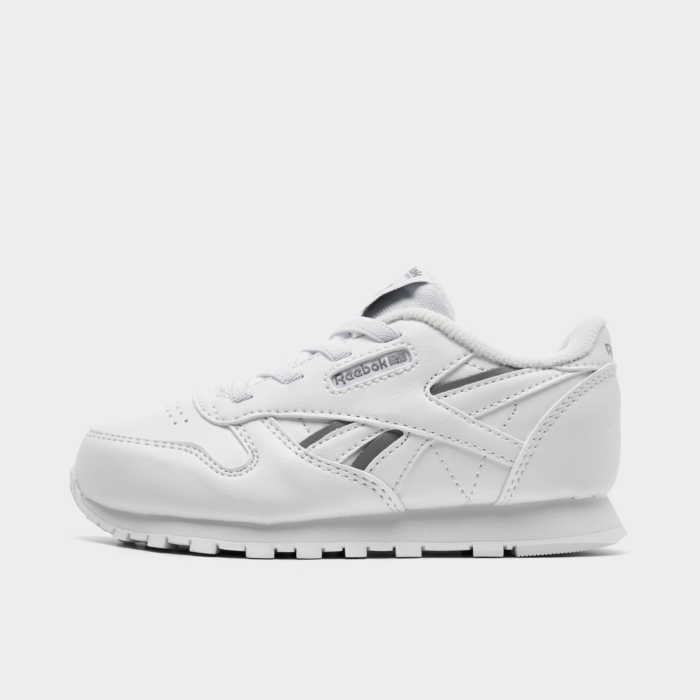 Reebok Kids Toddler Classic Leather Casual Shoes in White/Grey 3 Size: 4.0