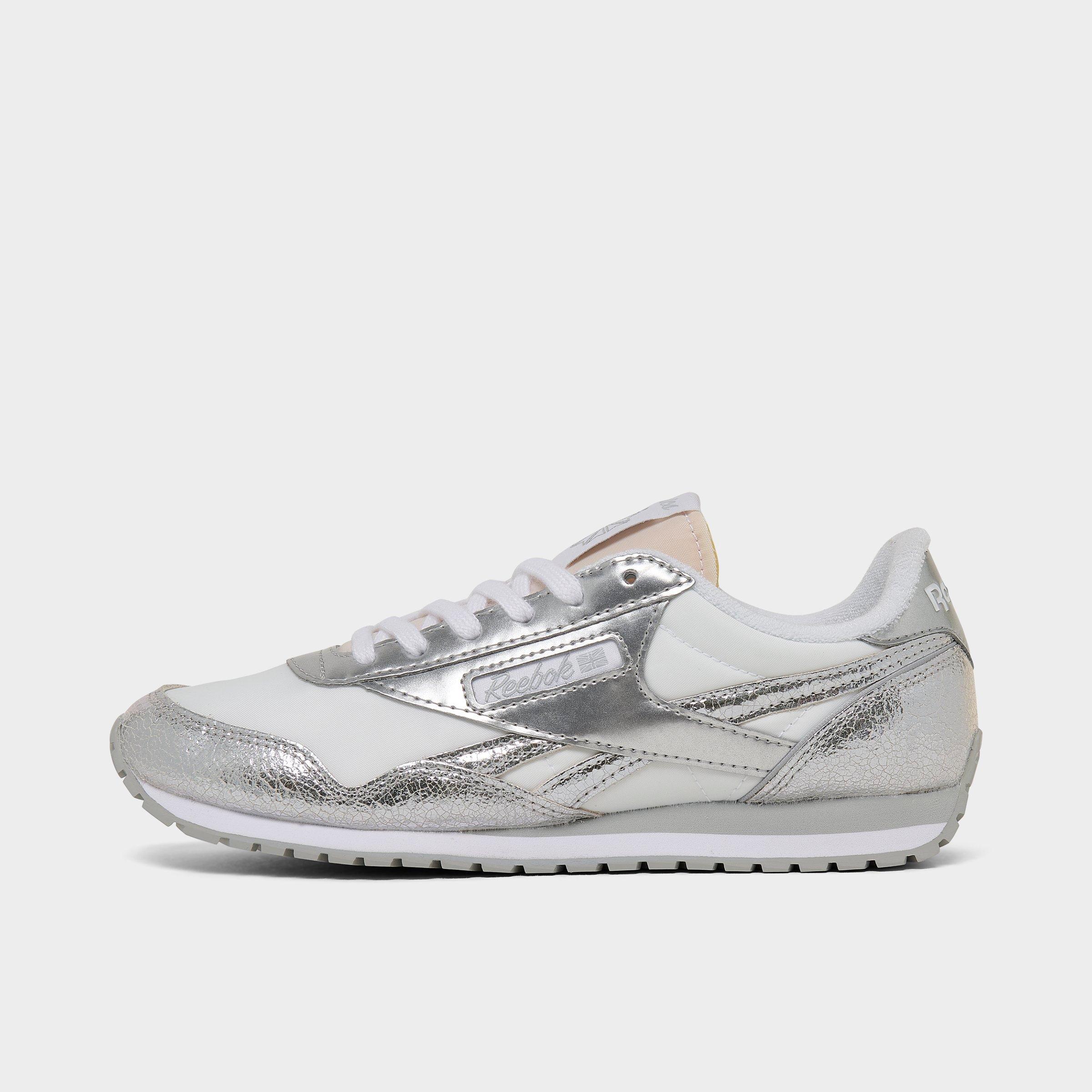 Reebok Women's Classic AZ Casual Shoes in White/Metallic Silver/Grey Size: 5.0