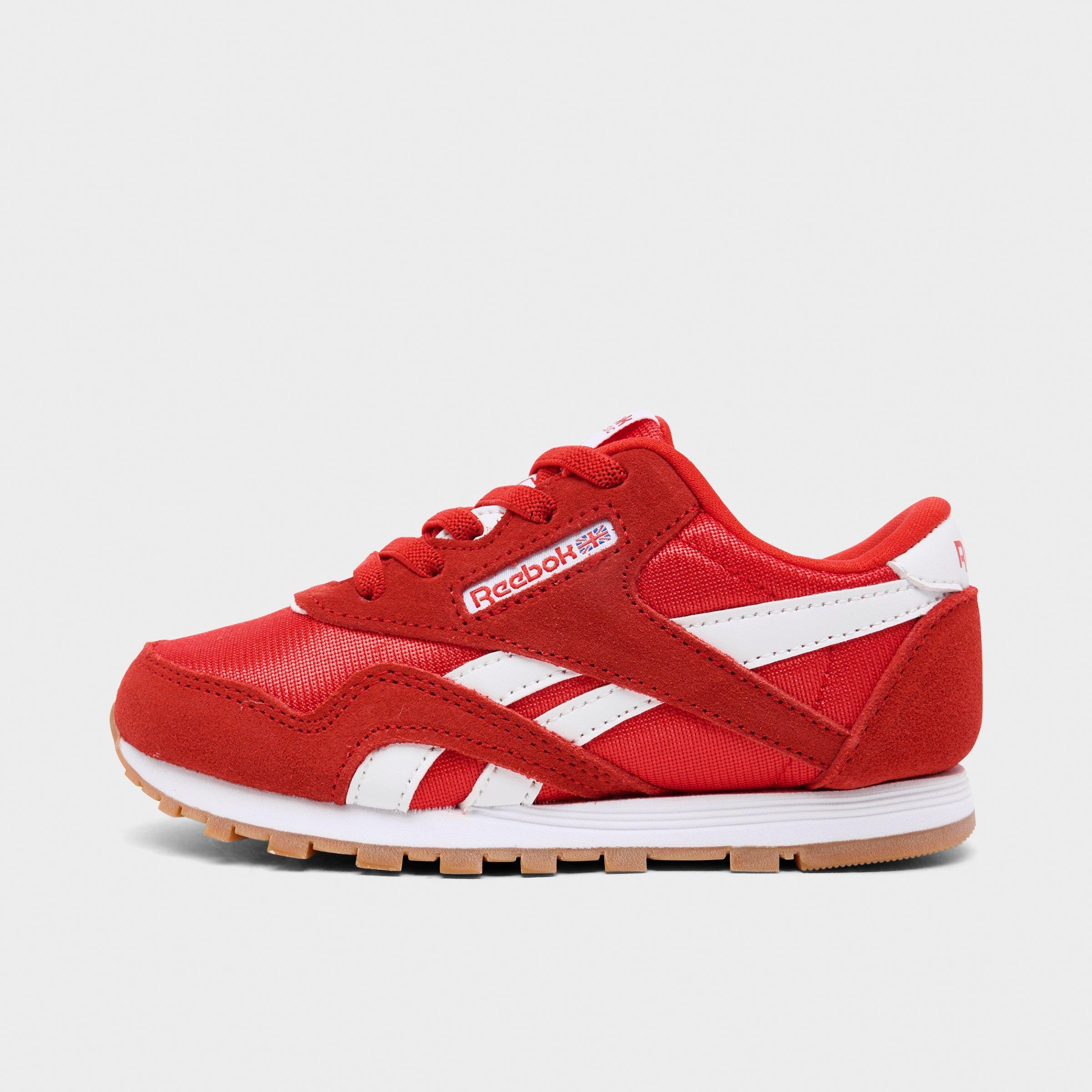 Reebok Kids Toddler Classic Nylon Stretch Lace Casual Shoes in Red/White/Gum Size: 10.0