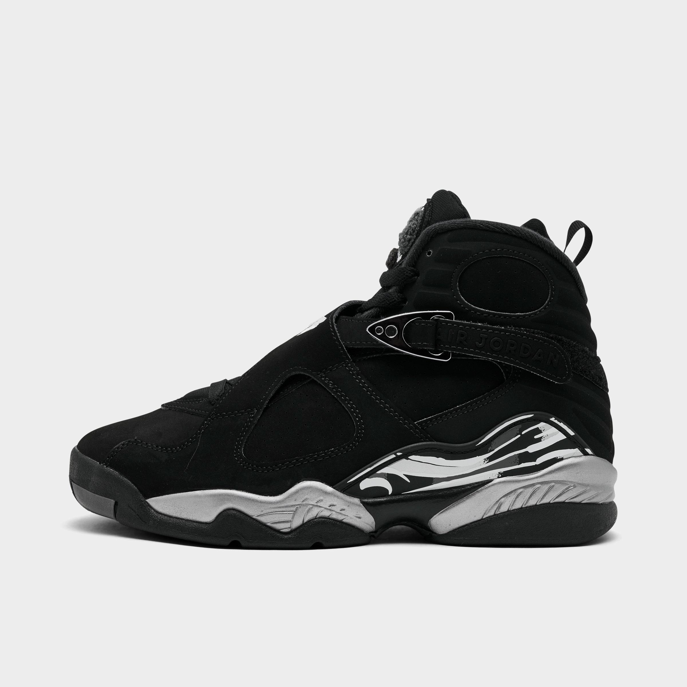Jordan Big Kids Air Retro 8 Basketball Shoes in Black/Chrome Size: 6.0