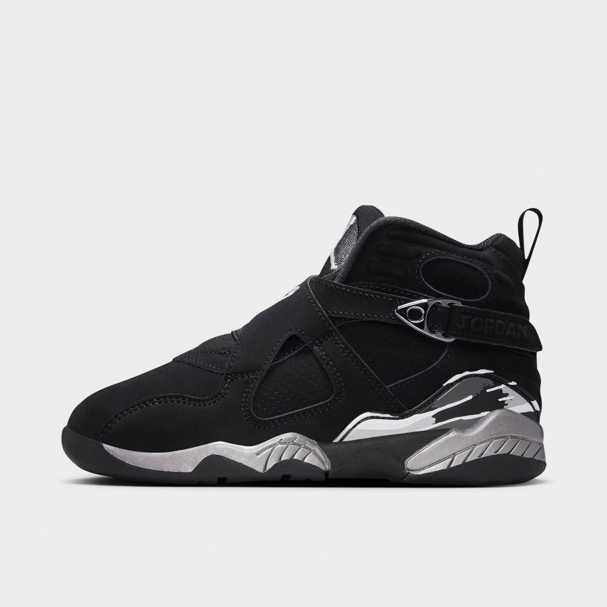 Jordan Little Kids Air Retro 8 Basketball Shoes in Black/Chrome Size: 2.0