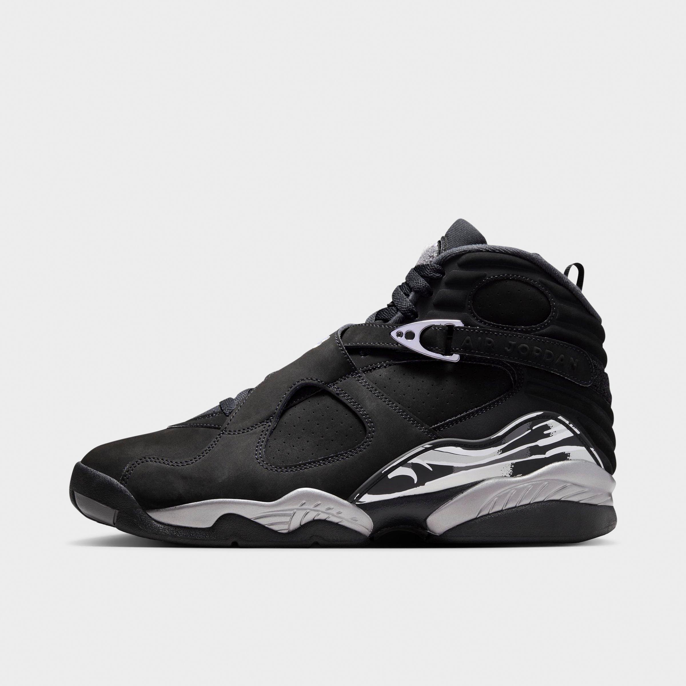 Jordan Men's Air Retro 8 Basketball Shoes in Black/Chrome Size: 13.0