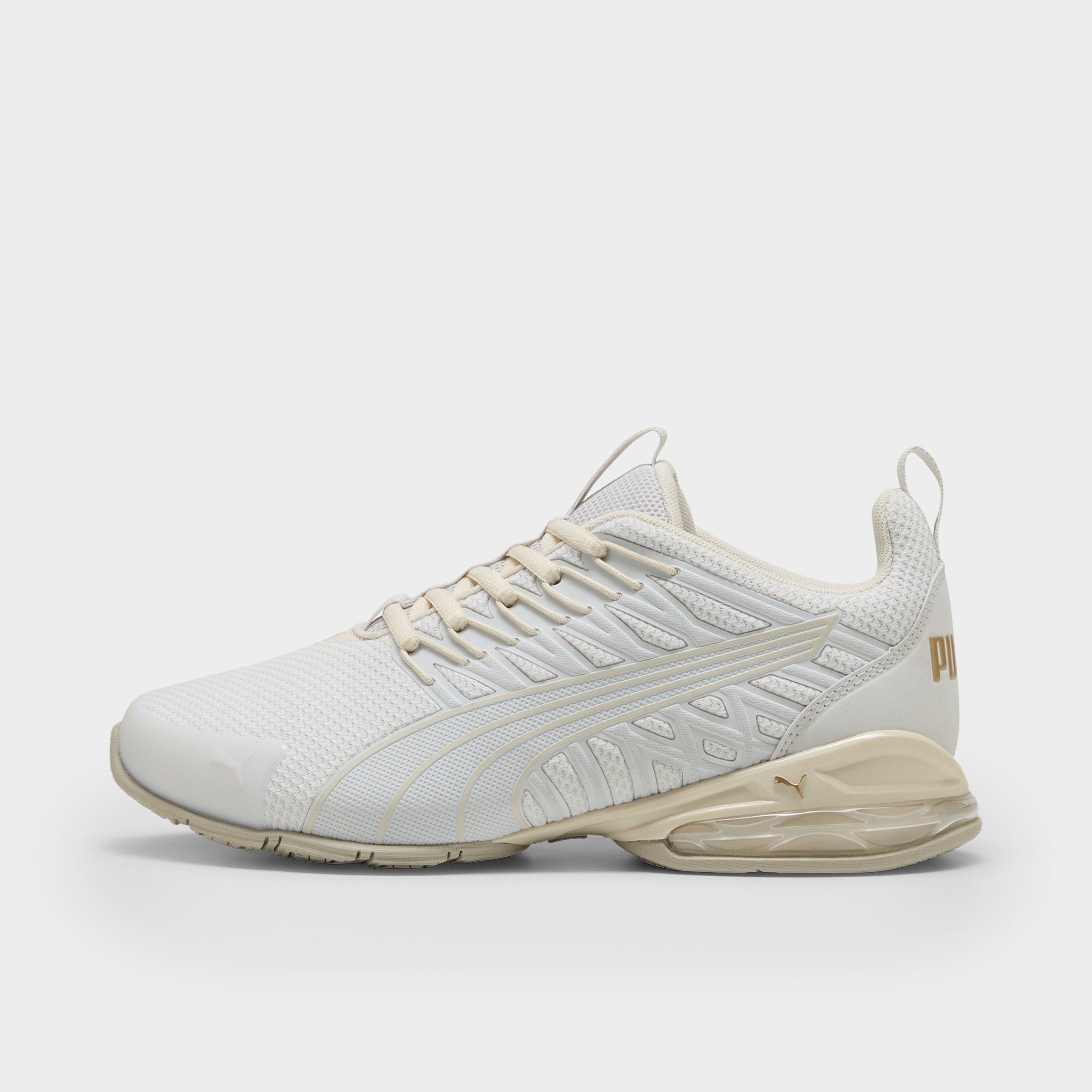 PUMA Women's Voltaic Evo Running Shoes in Feather Gray/PUMA Gold Size: 5.5