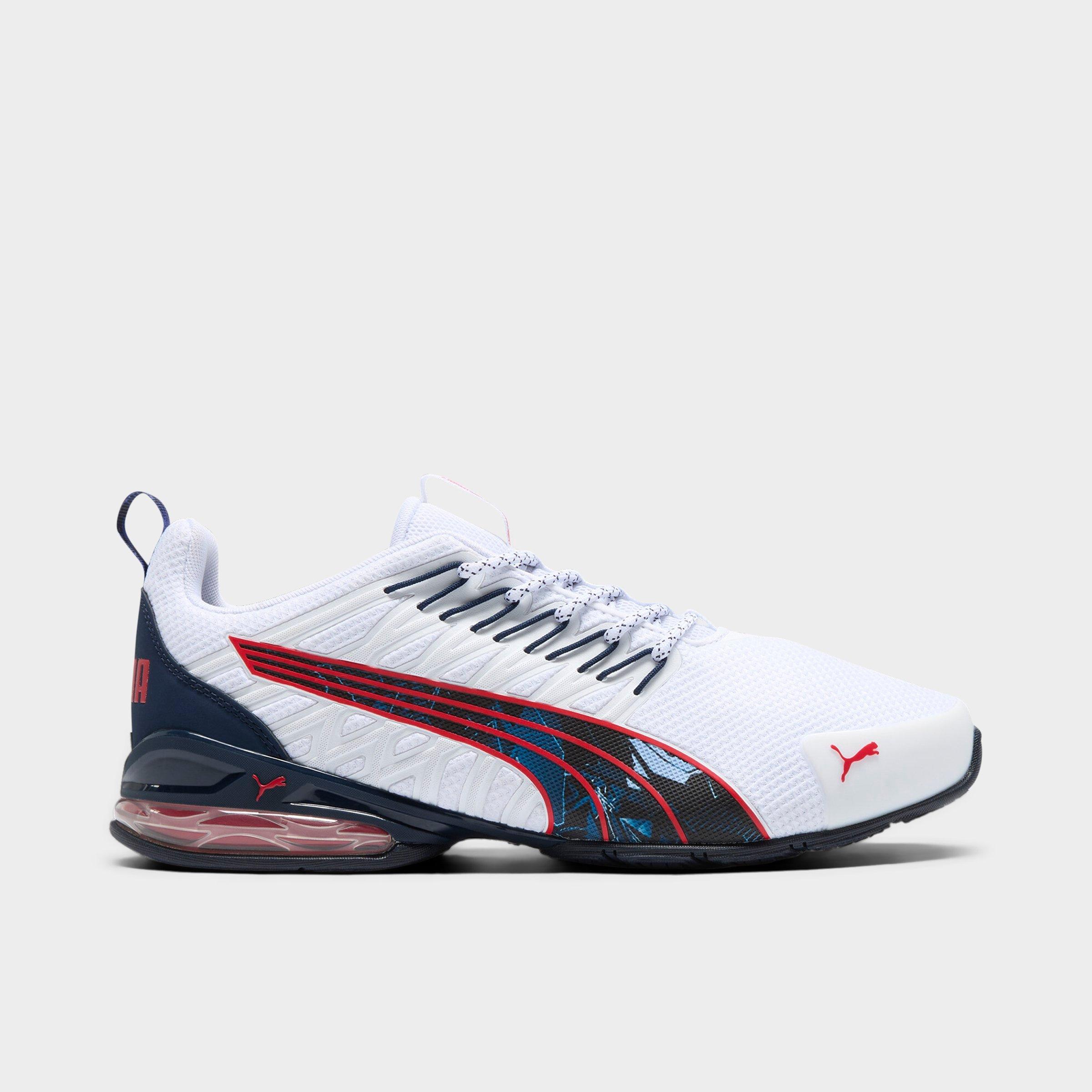 PUMA Men's Voltaic Evo Retrofuture Core Running Shoes in Puma White/Puma Navy/For All Time Red Size: 9.5