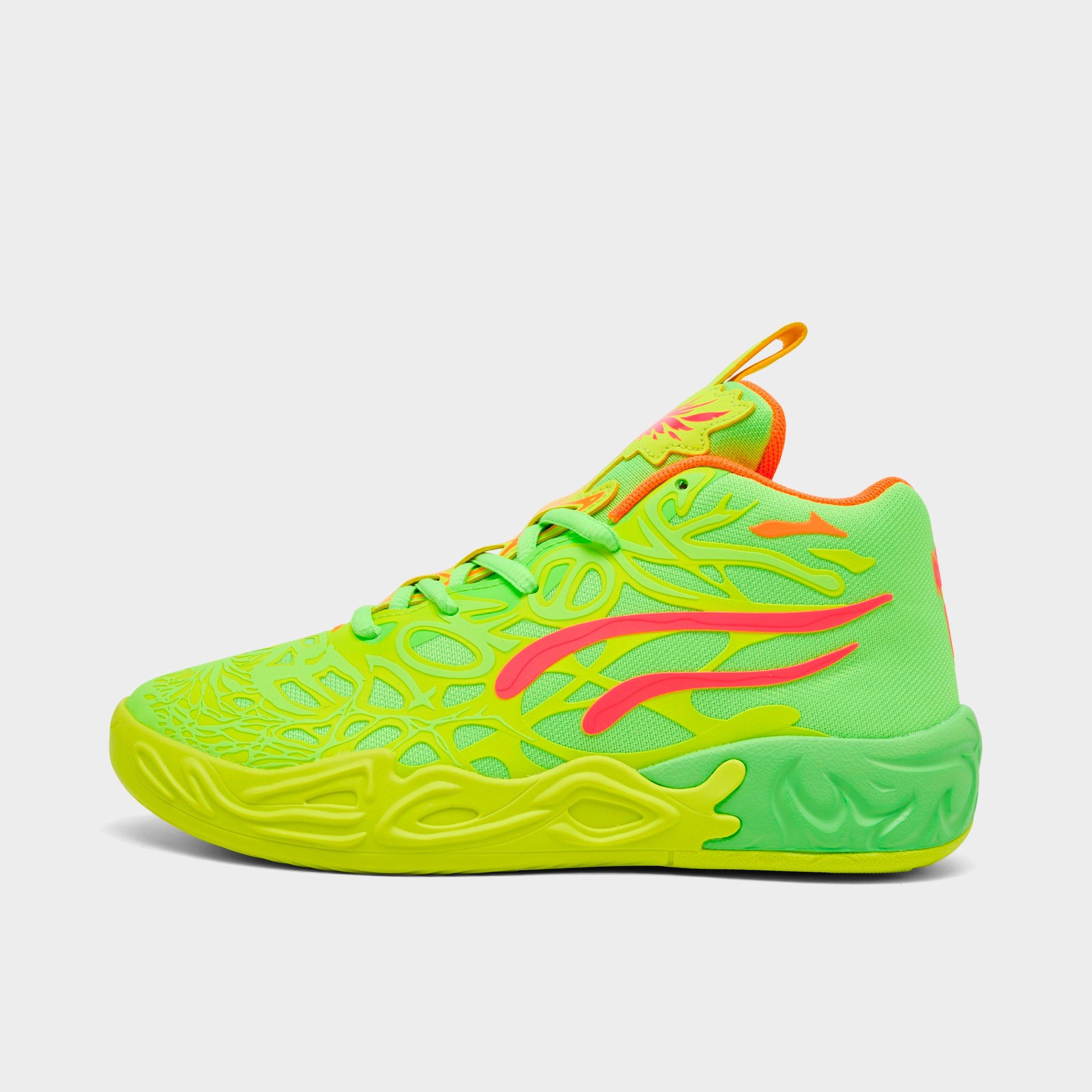 PUMA Little Kids LaMelo Ball MB.04 Basketball Shoes in NEON GREEN/YELLOW Size: 2.0