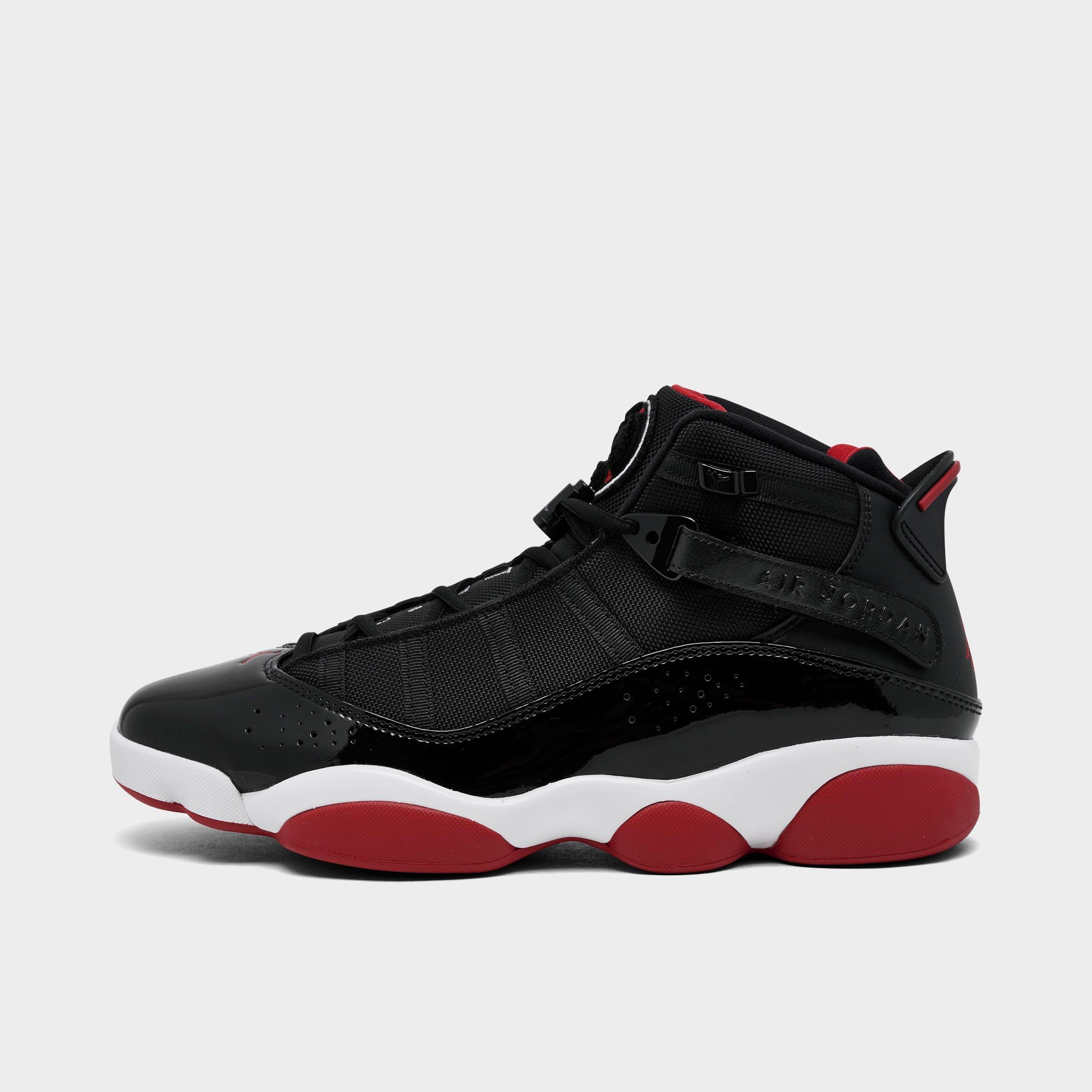 Jordan Men's Air 6 Rings Basketball Shoes in Black/Varsity Red/White Size: 7.5