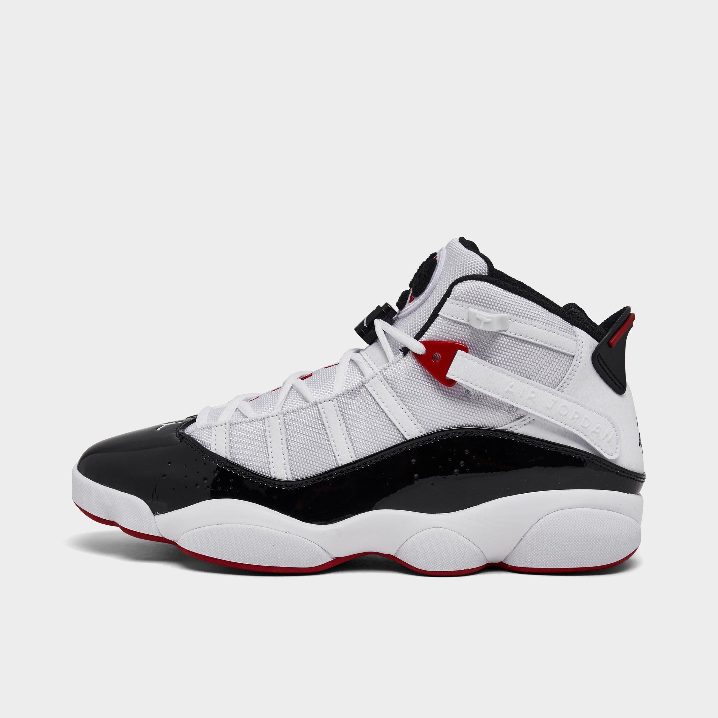 Jordan Men's Air 6 Rings Basketball Shoes in White/Varsity Red/Black Size: 8.0