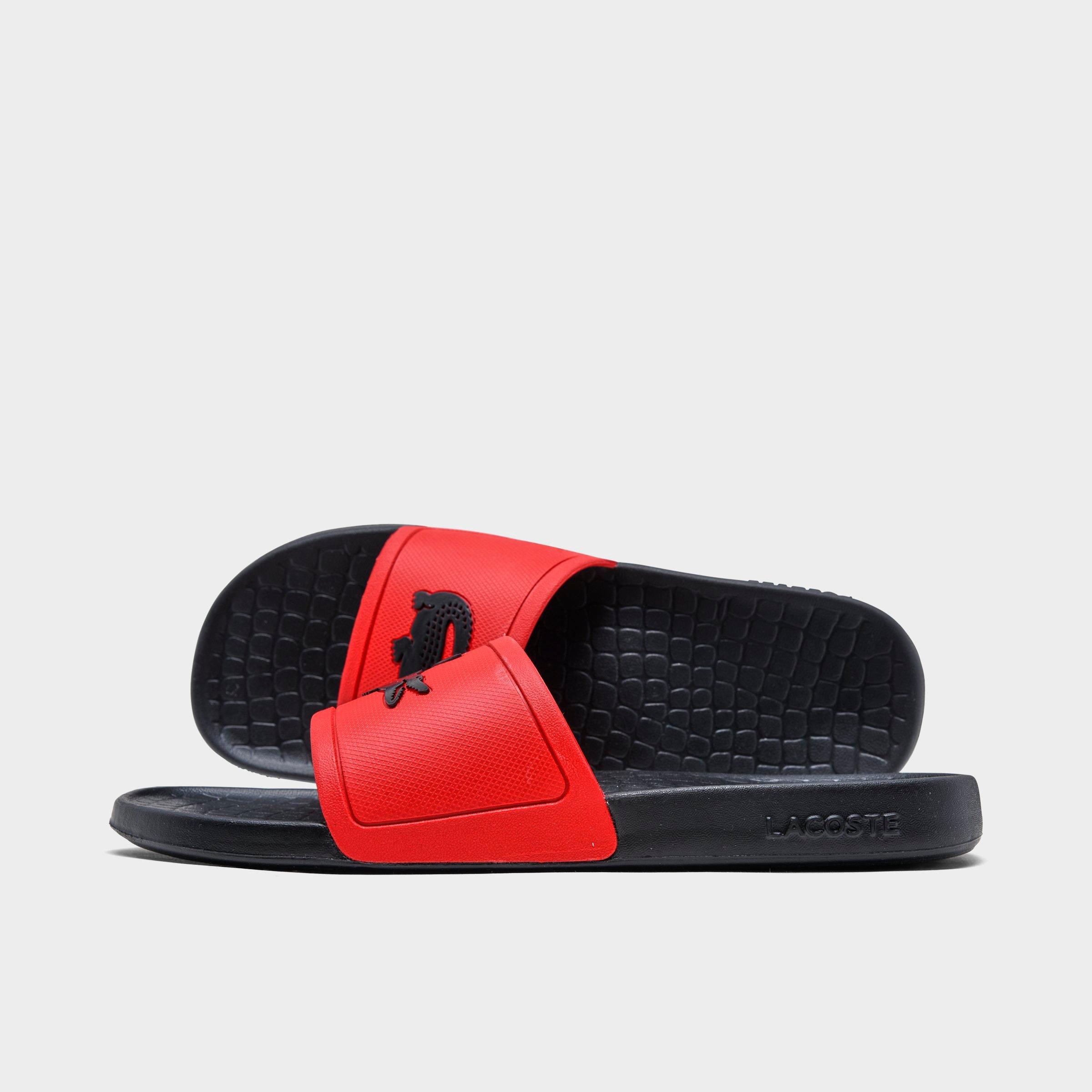 lacoste slippers red