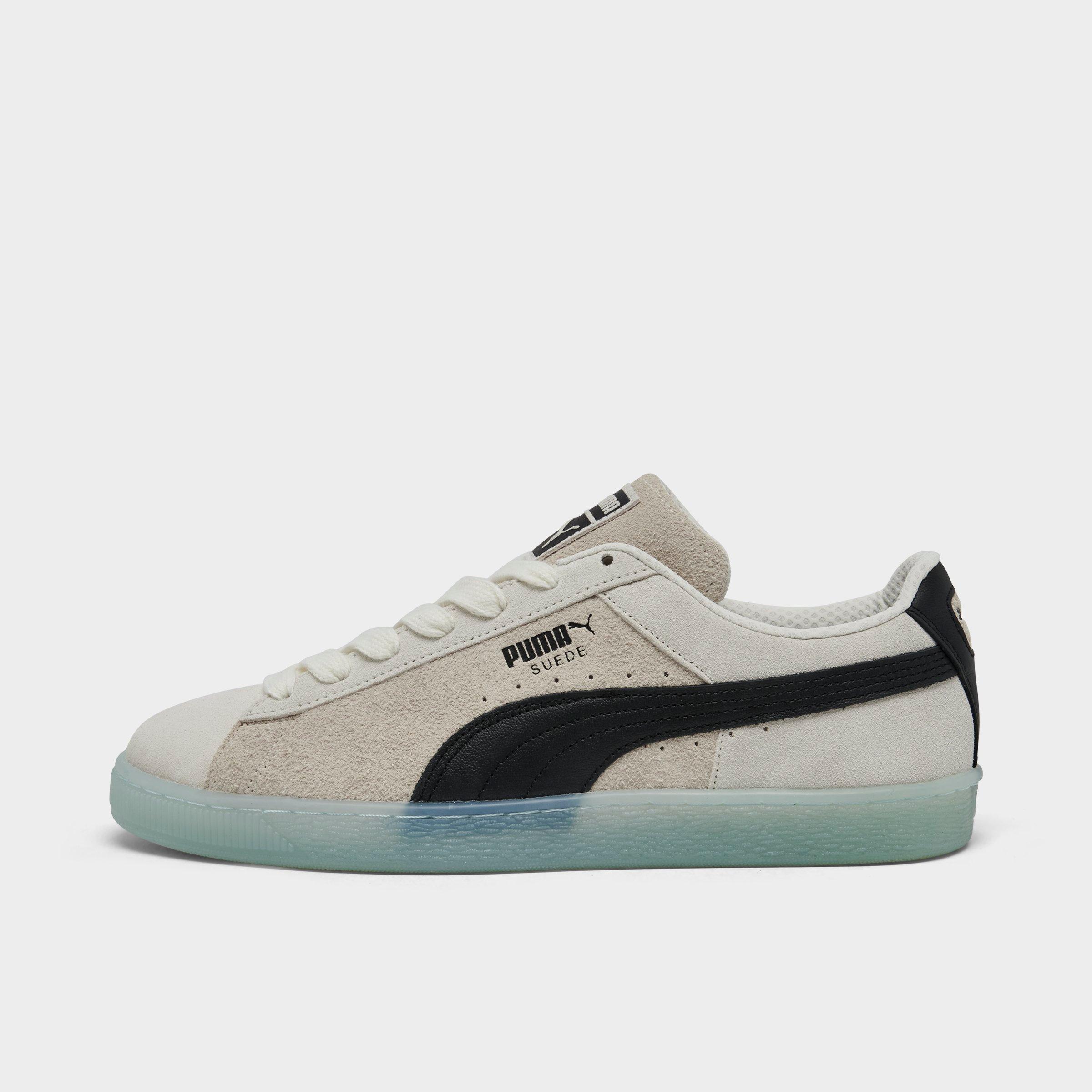 PUMA Men's Suede Classic Mist Casual Shoes in Warm White/Puma Black/Icy Blue Size: 11.0