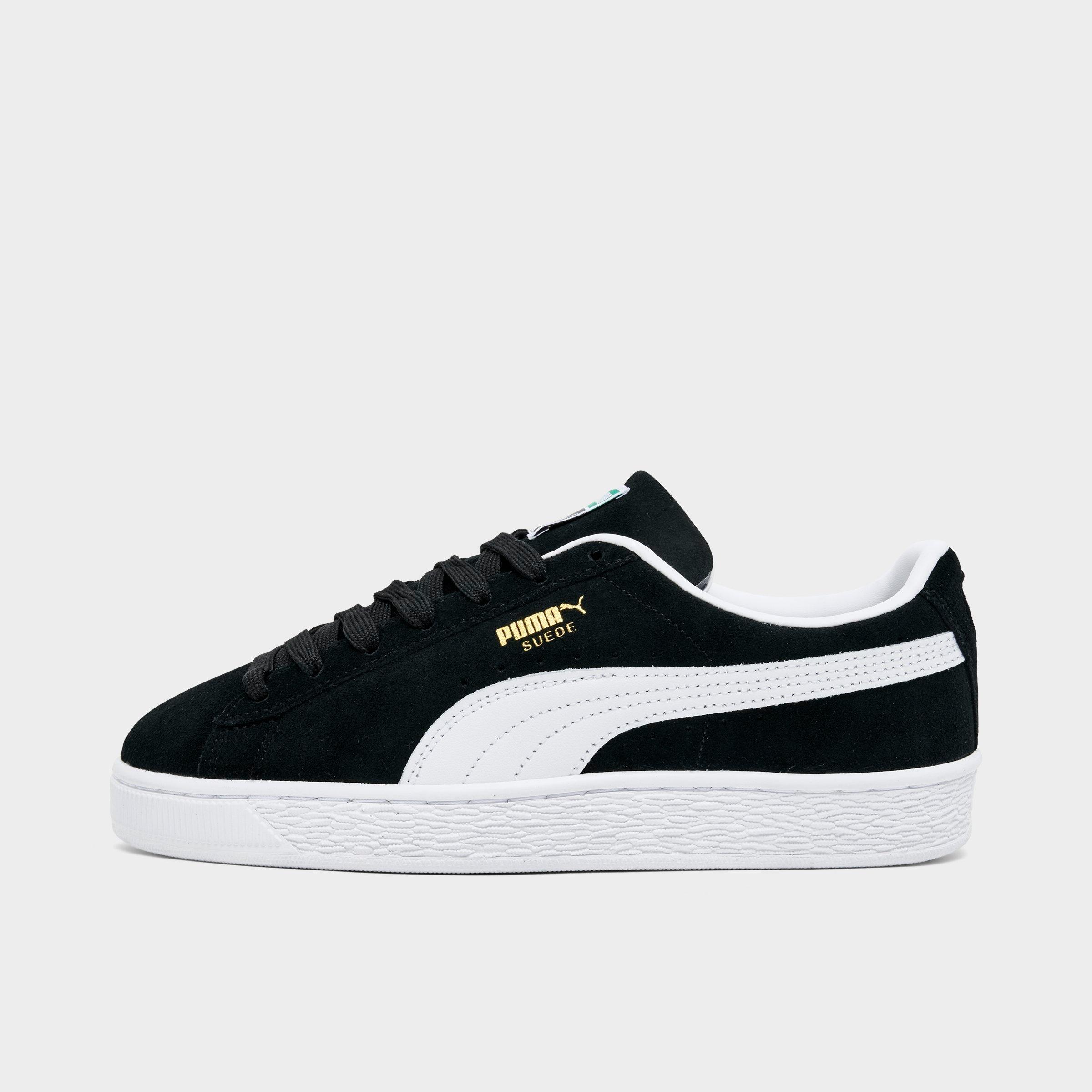 PUMA Big Kids Suede Classic Casual Shoes in Black/White Size: 4.0